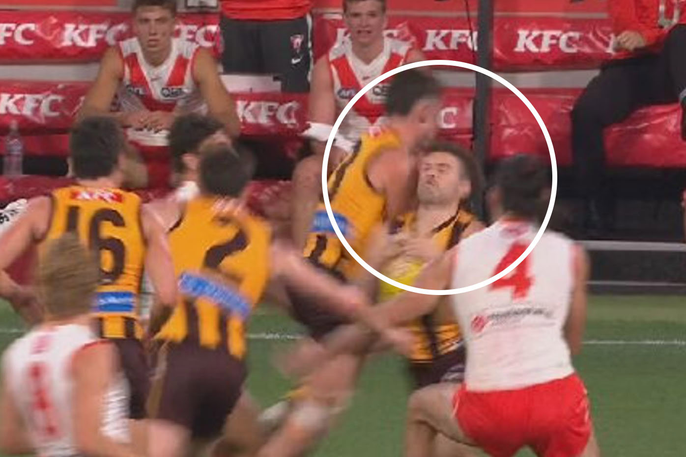 Hawks star floored by teammate in brutal collision