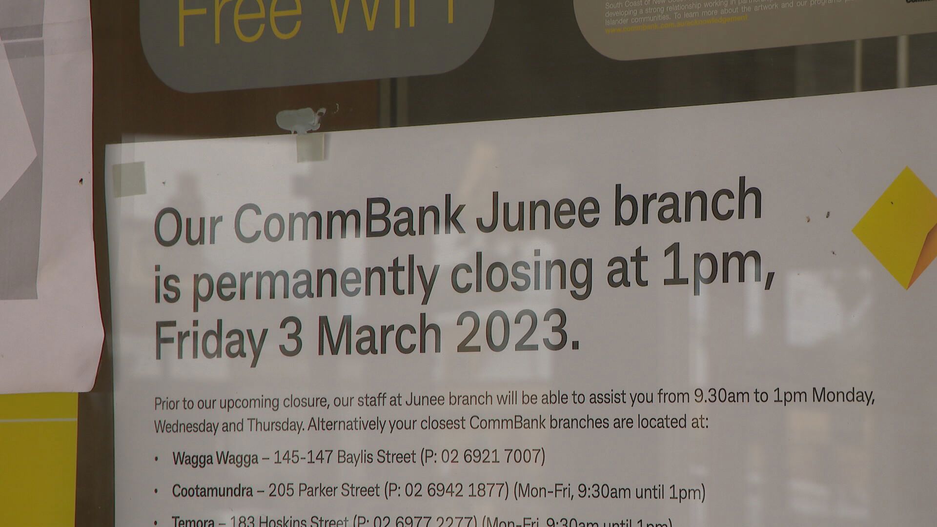 Commonwealth Bank branch in Junee closure, New South Wales.