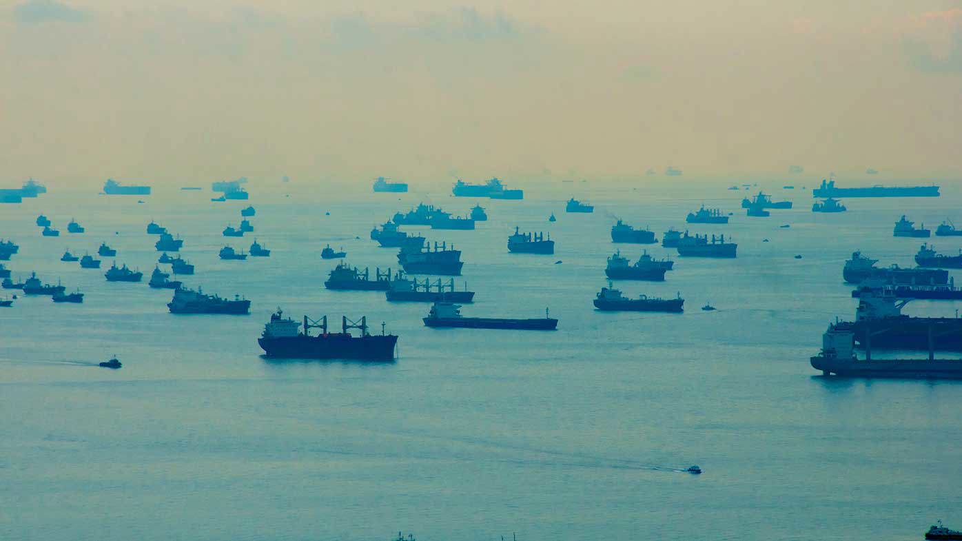 An immense amount of shipping goes through the strait every day.