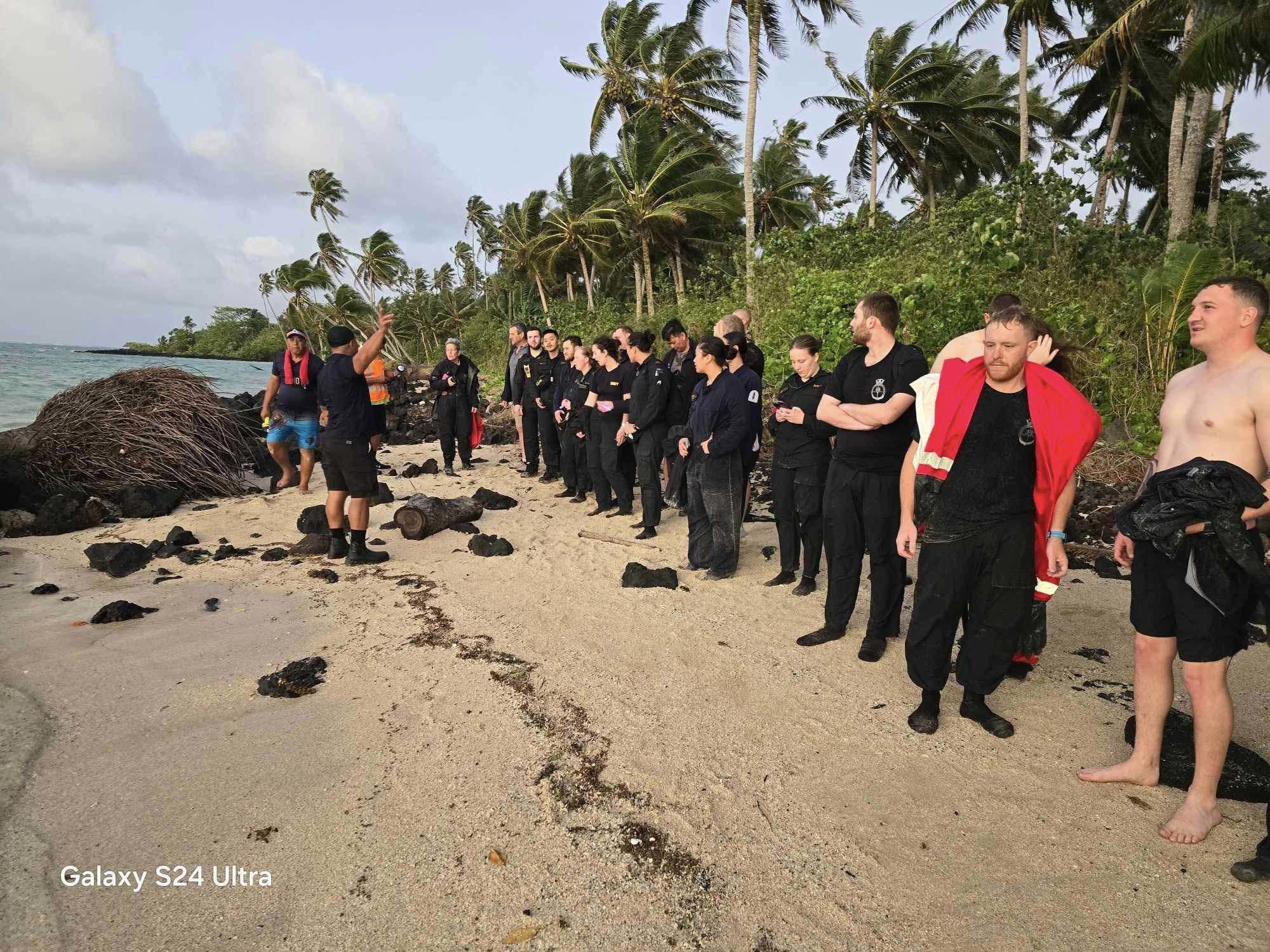 Samoa Fire and Emergency Services Authority shared photos of the Royal New Zealand Navy sailors online after their ship sank.