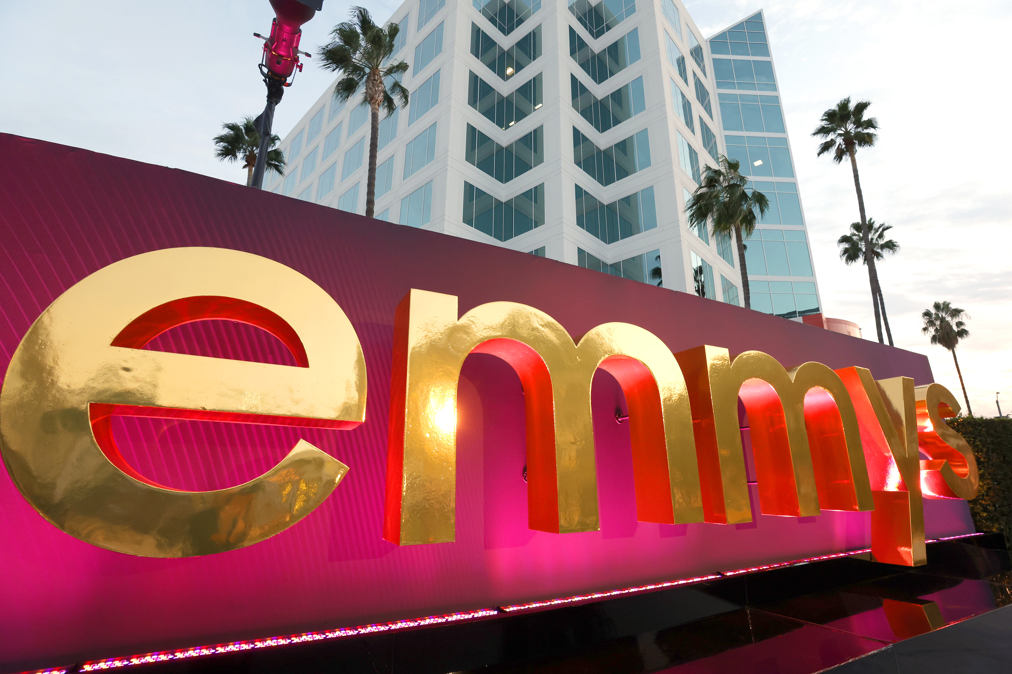 Emmys signage is seen during the 74th Primetime Emmys Press Preview at the Television Academy on September 08, 2022 in Los Angeles, California. 