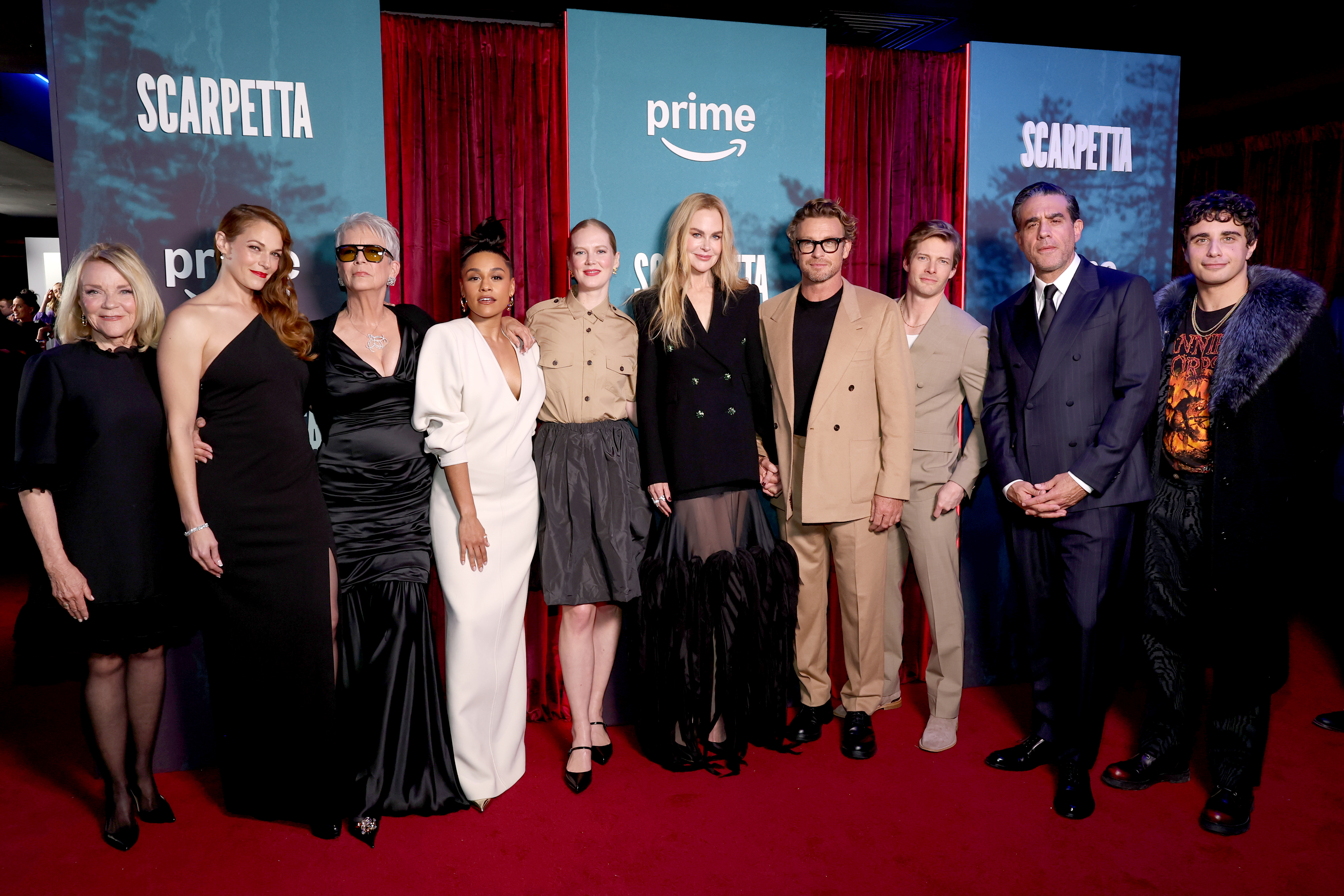 (L-R) Stephanie Faracy, Amanda Righetti, Jamie Lee Curtis, Ariana DeBose, Rosy McEwen, Nicole Kidman, Simon Baker, Hunter Parrish, Bobby Cannavale, and Jake Cannavale