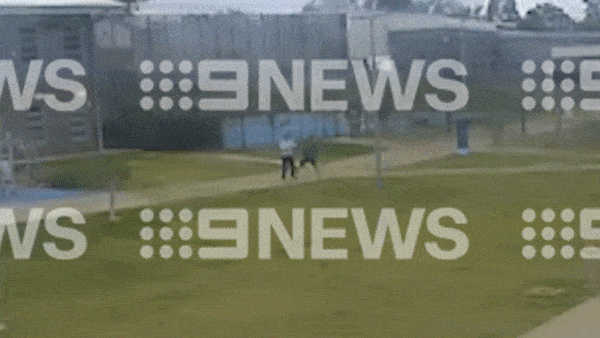 CCTV footage of an inmate at Cessnock prison attacking multiple police officers.