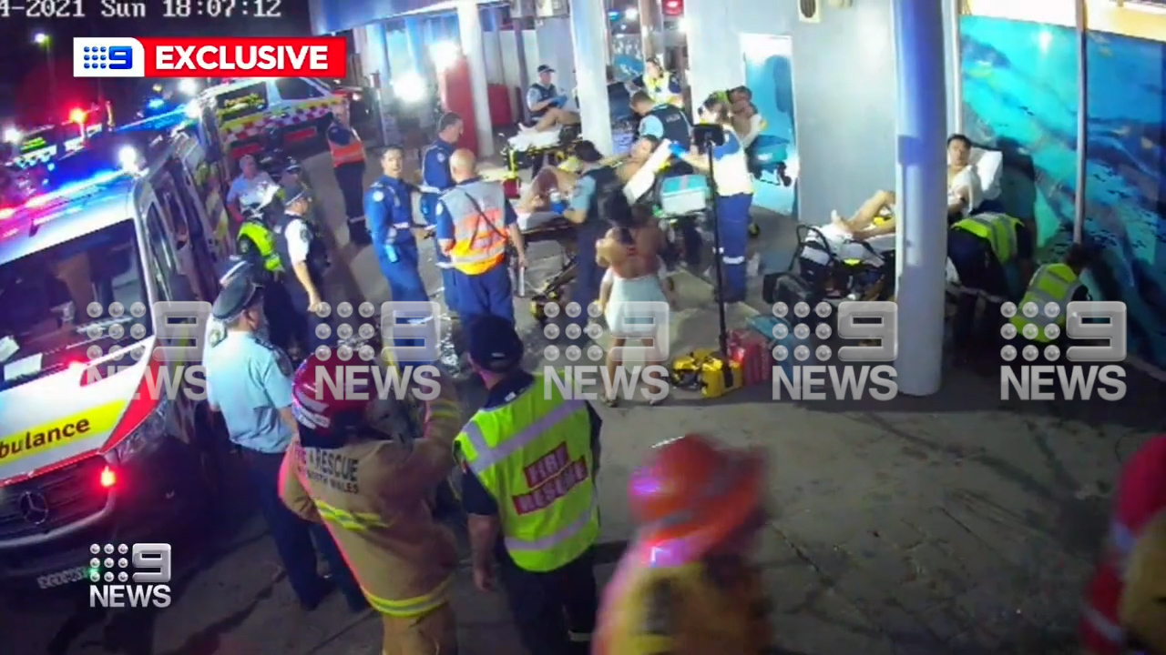 Emergency services treat the injured after the horror blast.