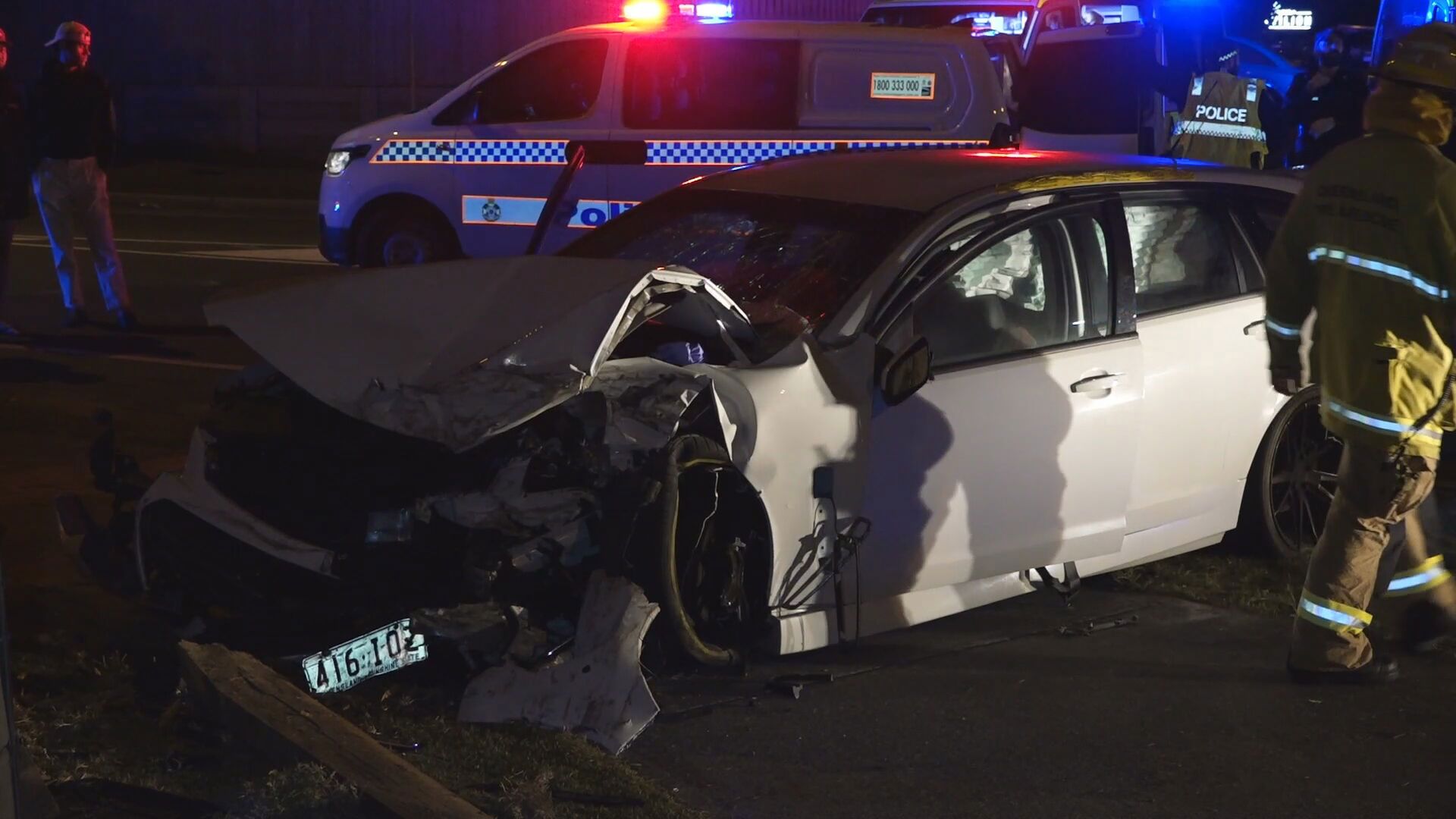 A man is fighting for life and two others hospitalised after a high-speed crash in Pimpama