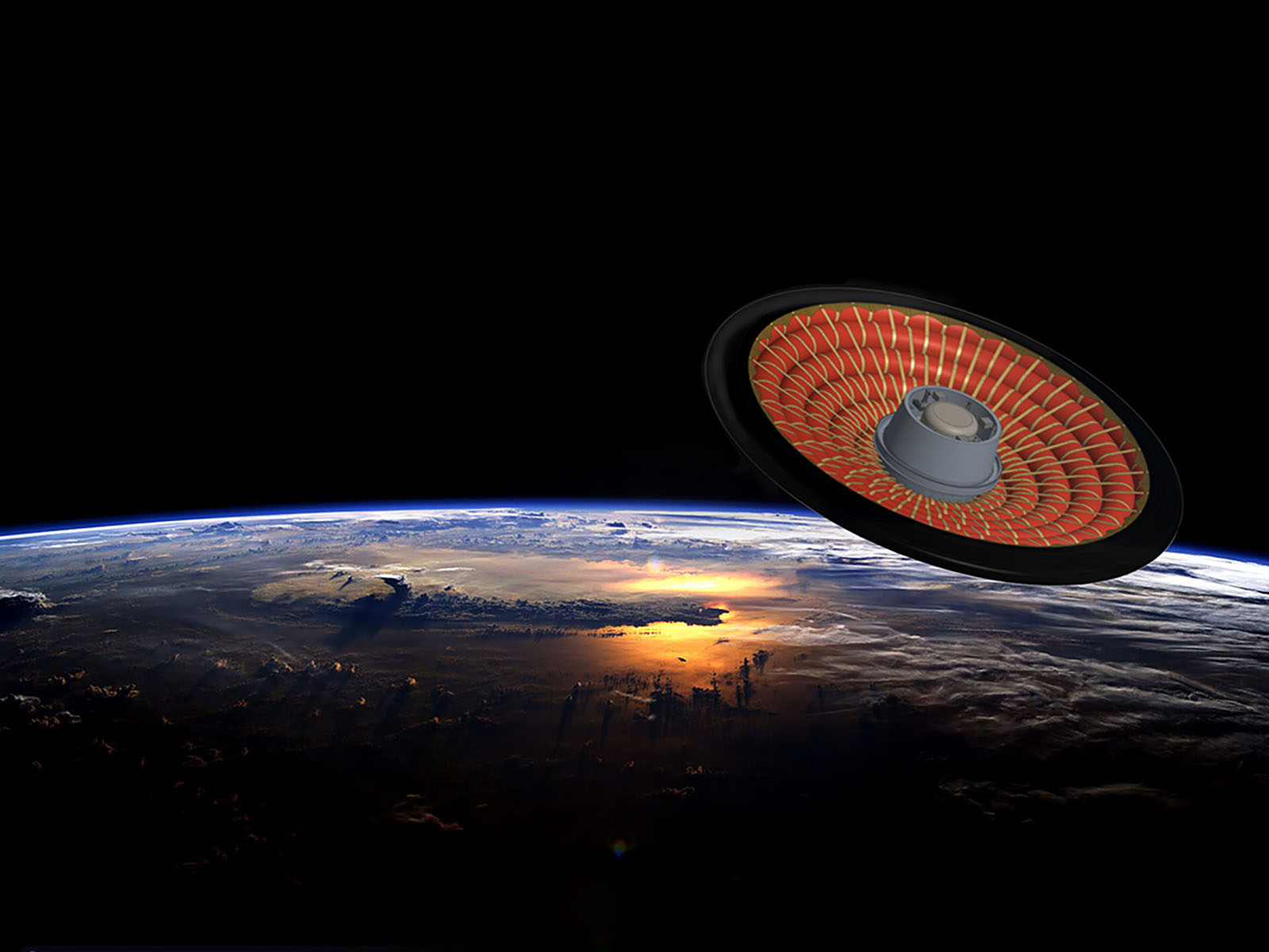 An illustration of Low-Earth Orbit Flight Test of an Inflatable Decelerator