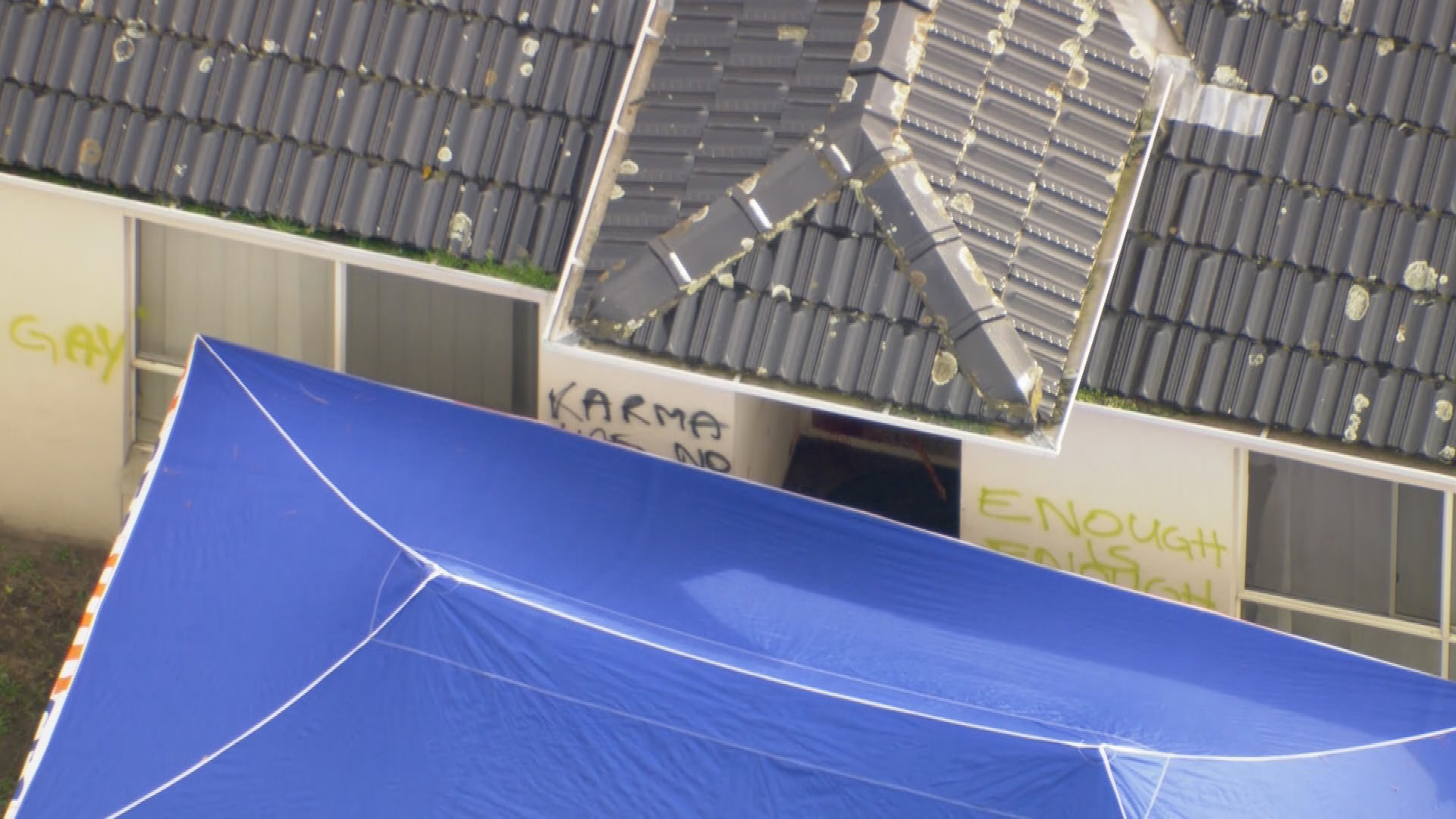 An aerial image of the Mount Waverley home where two people were found dead on August 12, 2025.