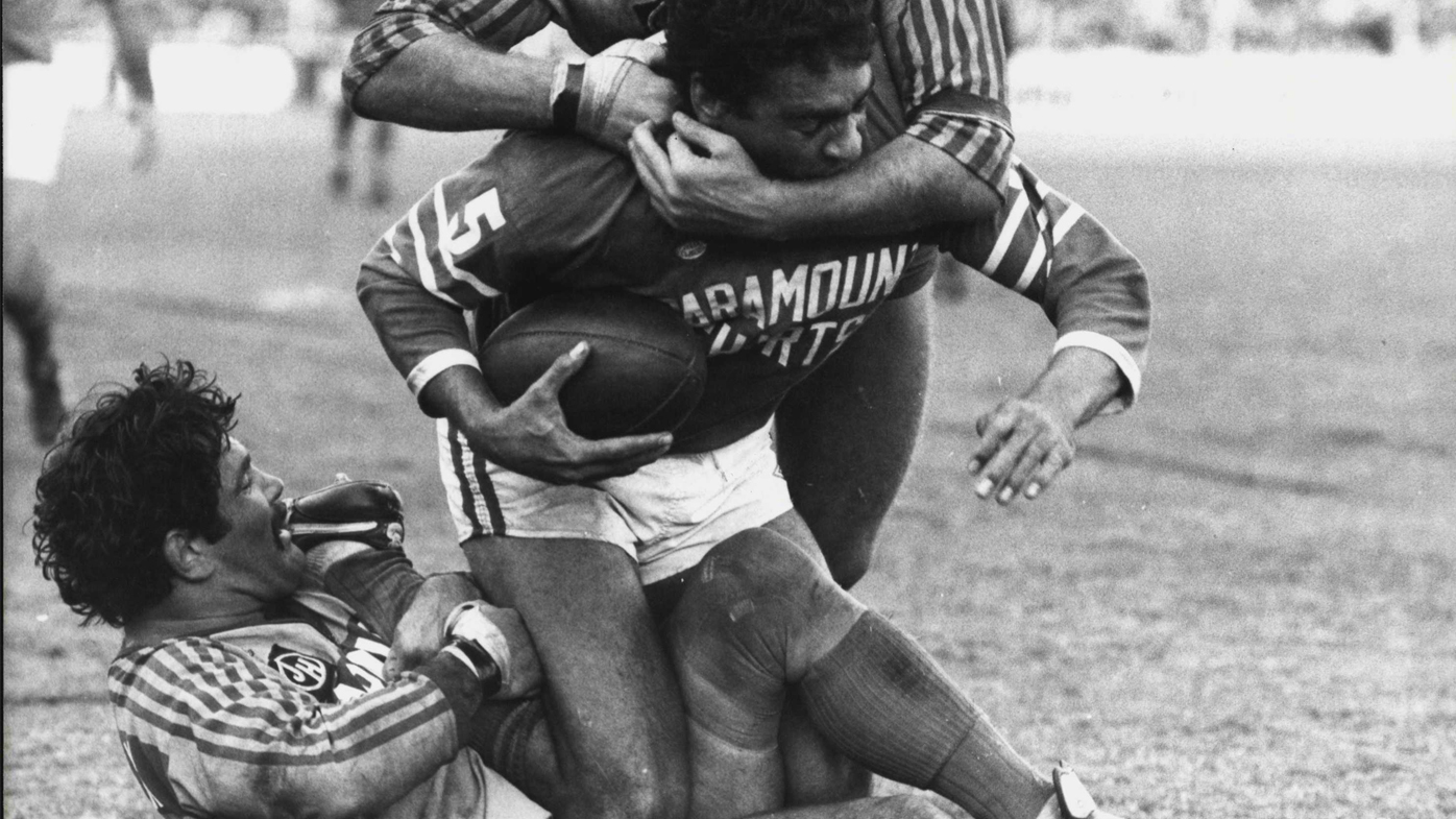 Ray Blacklock is tackles in 1981. 