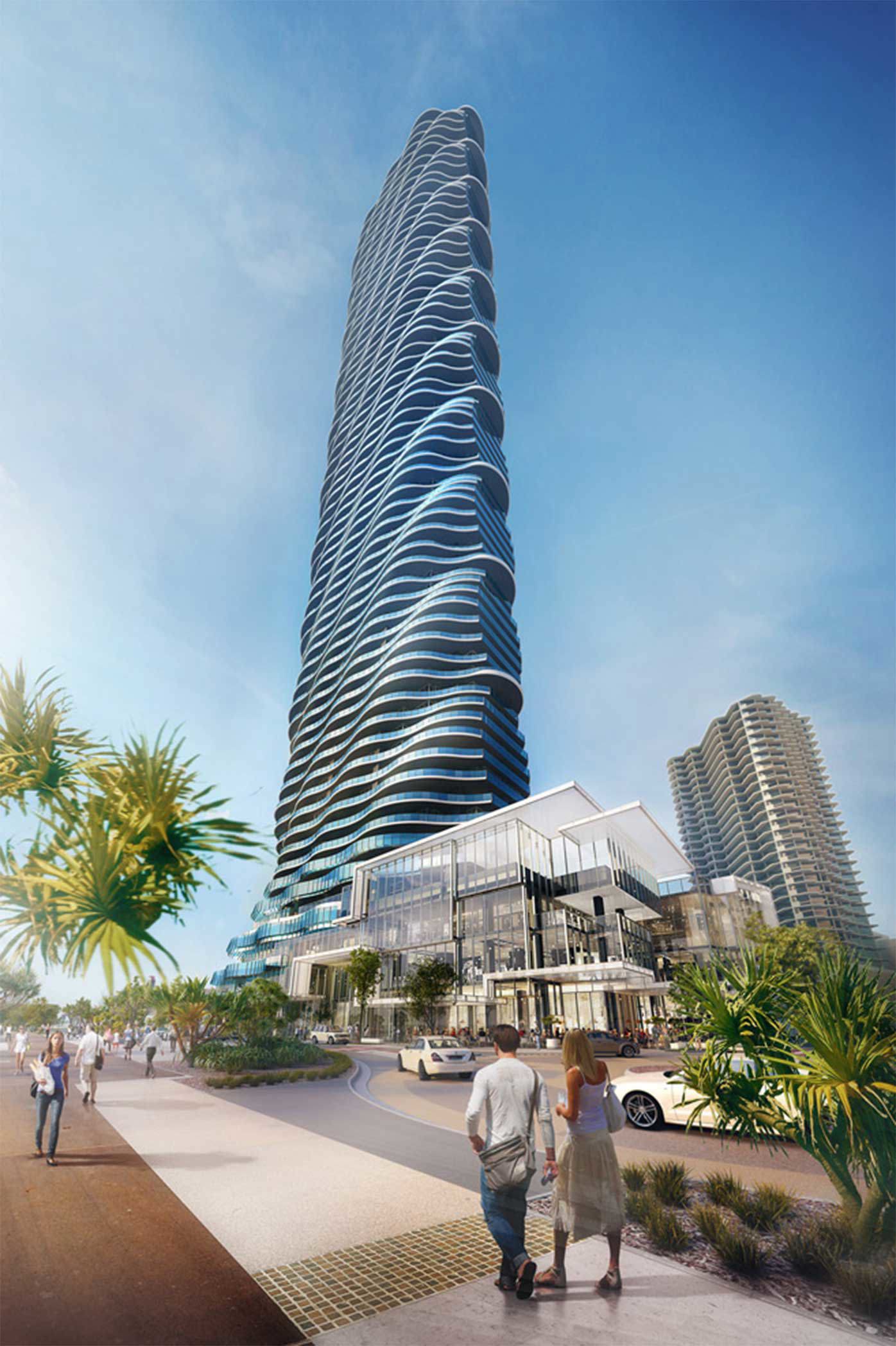 The previous plan for a skyscraper on the property.