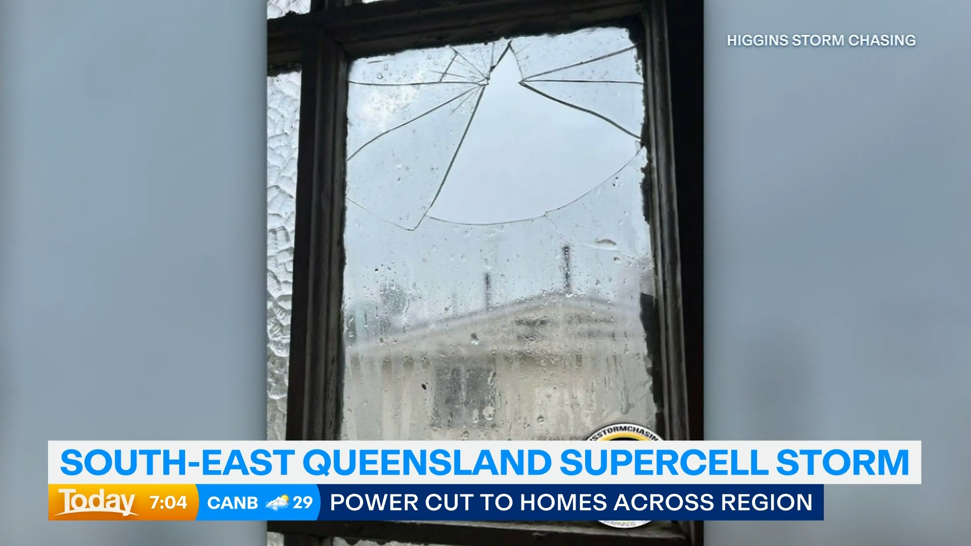 A massive supercell thunderstorm has hammered parts of Queensland, unleashing giant hail, fierce winds and lightning