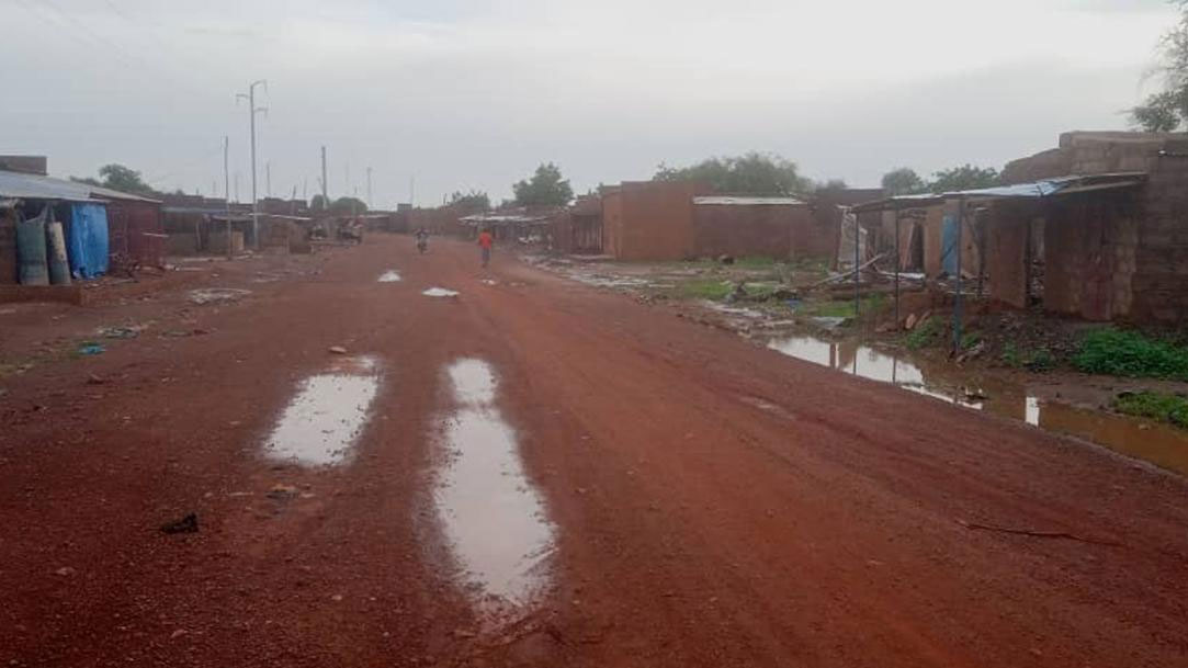 The road leading into Solhan. The attackers arrived on motorbikes, according to eyewitnesses.