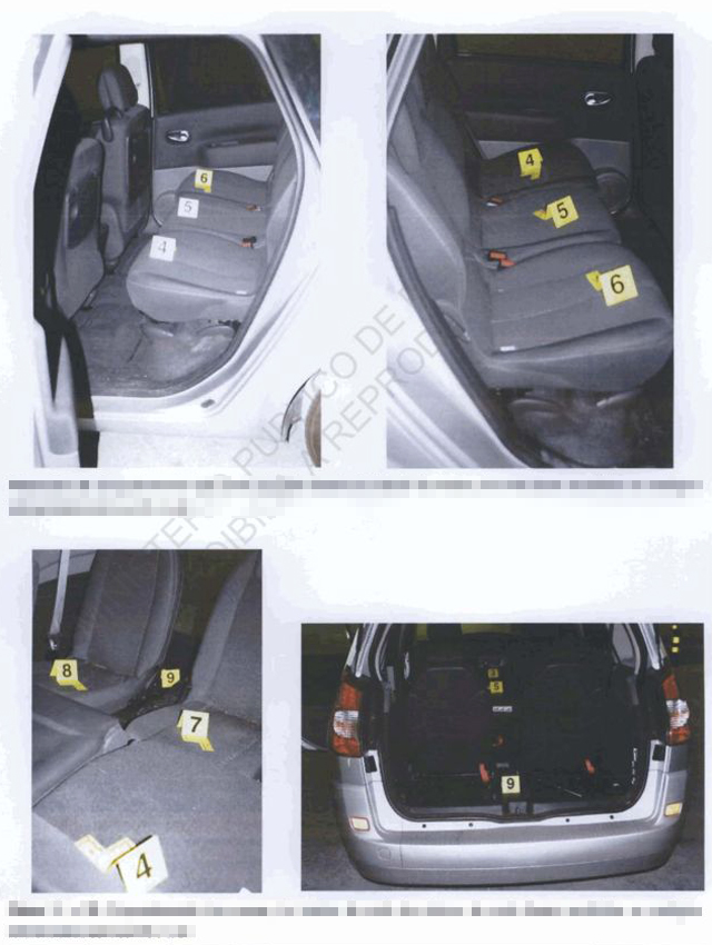 Police photographs of McCann rental car where forensic and DNA samples were taken from.