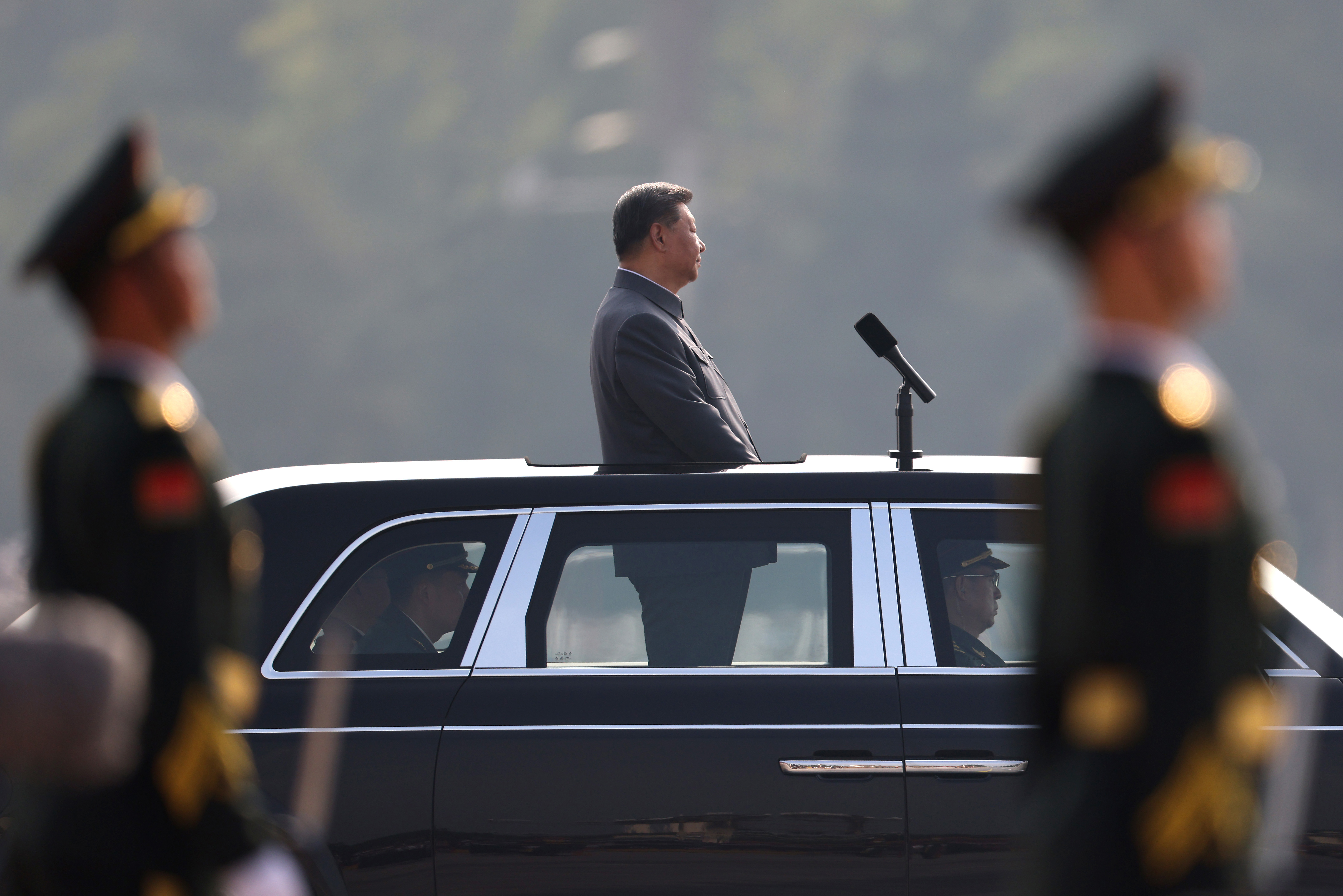 China's President Xi Jinping attends a military parade marking the 80th anniversary of victory over Japan and the end of World War II.