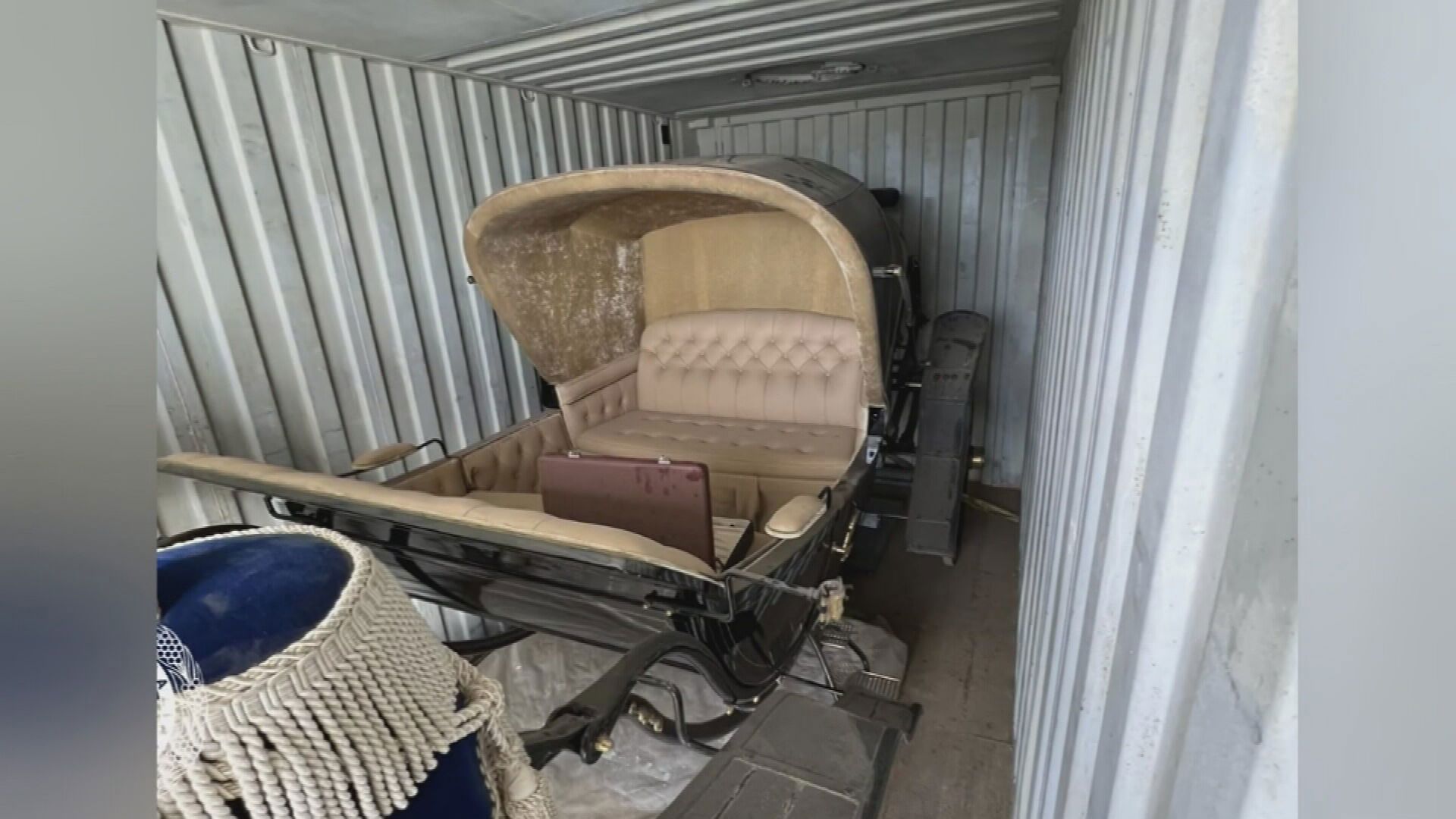 Detectives found allegedly stolen vehicles, earthmoving equipment, horse buggies and about 20 shipping containers.