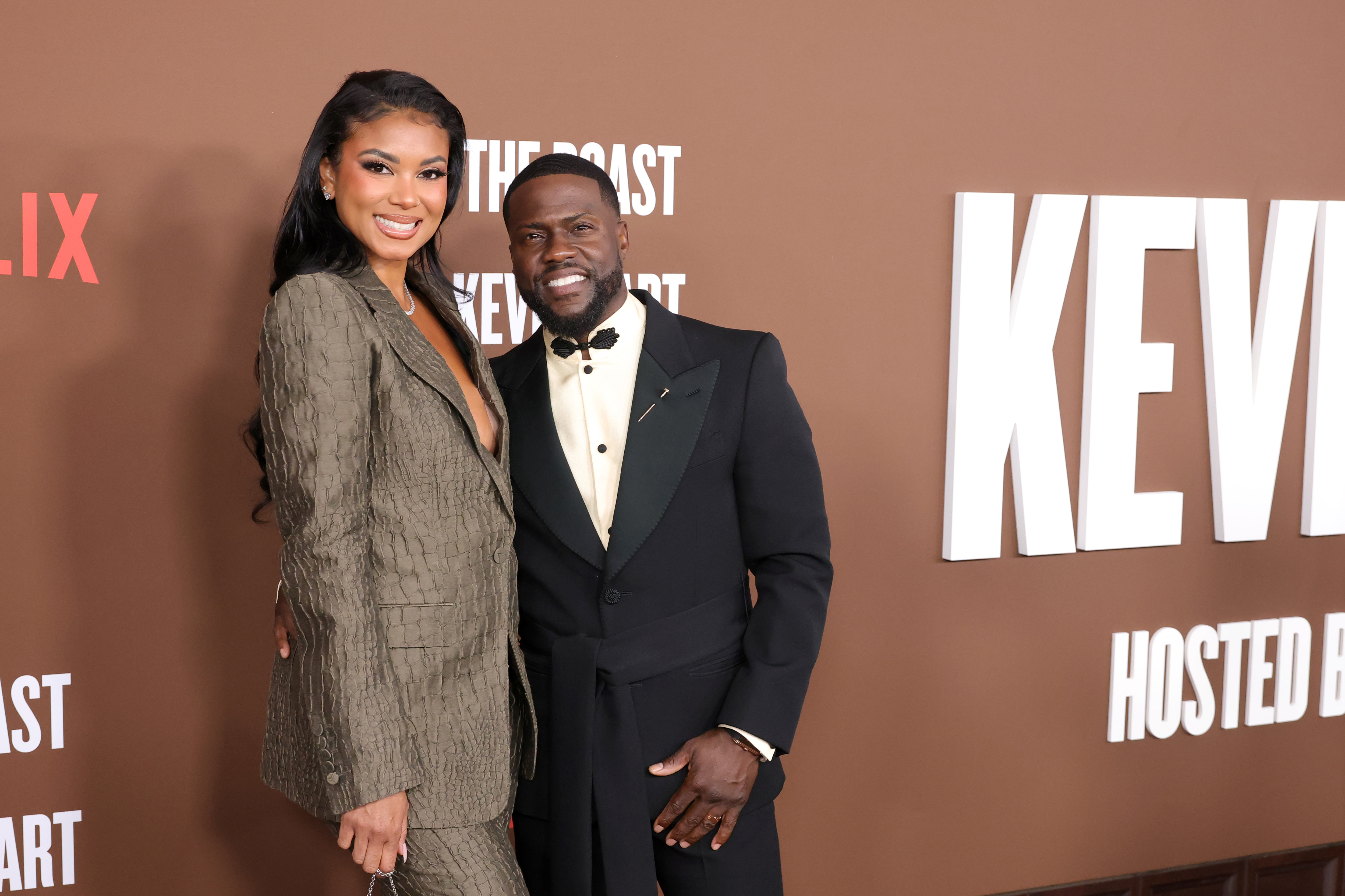 Eniko Hart and Kevin Hart attend The Roast of Kevin Hart red carpet during Netflix Is A Joke Fest at The Kia Forum on May 10, 2026 in Inglewood, California. 