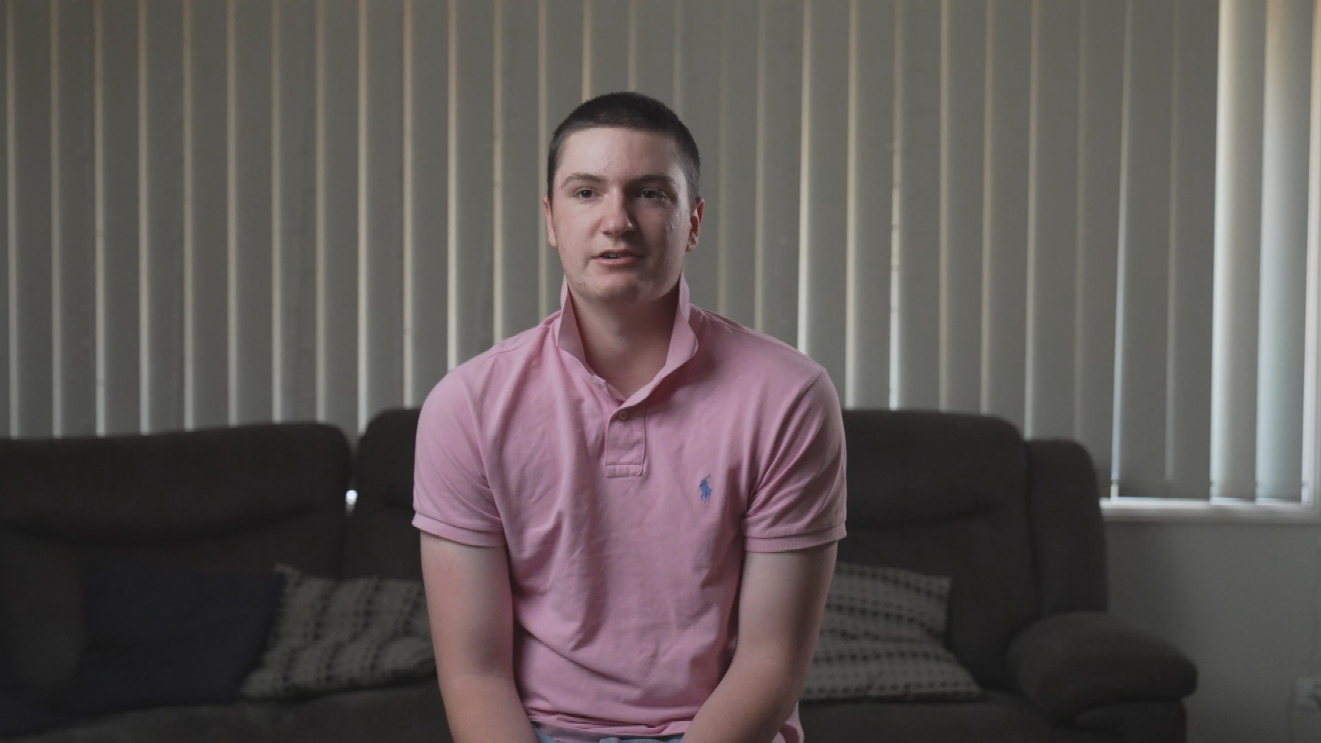 Aiyden O'Donoghue, now 16, was nearly killed after hanging off a train as part of a social media trend called 'buffer riding' last year.﻿O'Donoghue had broken into the back carriage of a train as it passed Bankstown Station to participate in the trend, which consists of hanging from the back of a moving train.