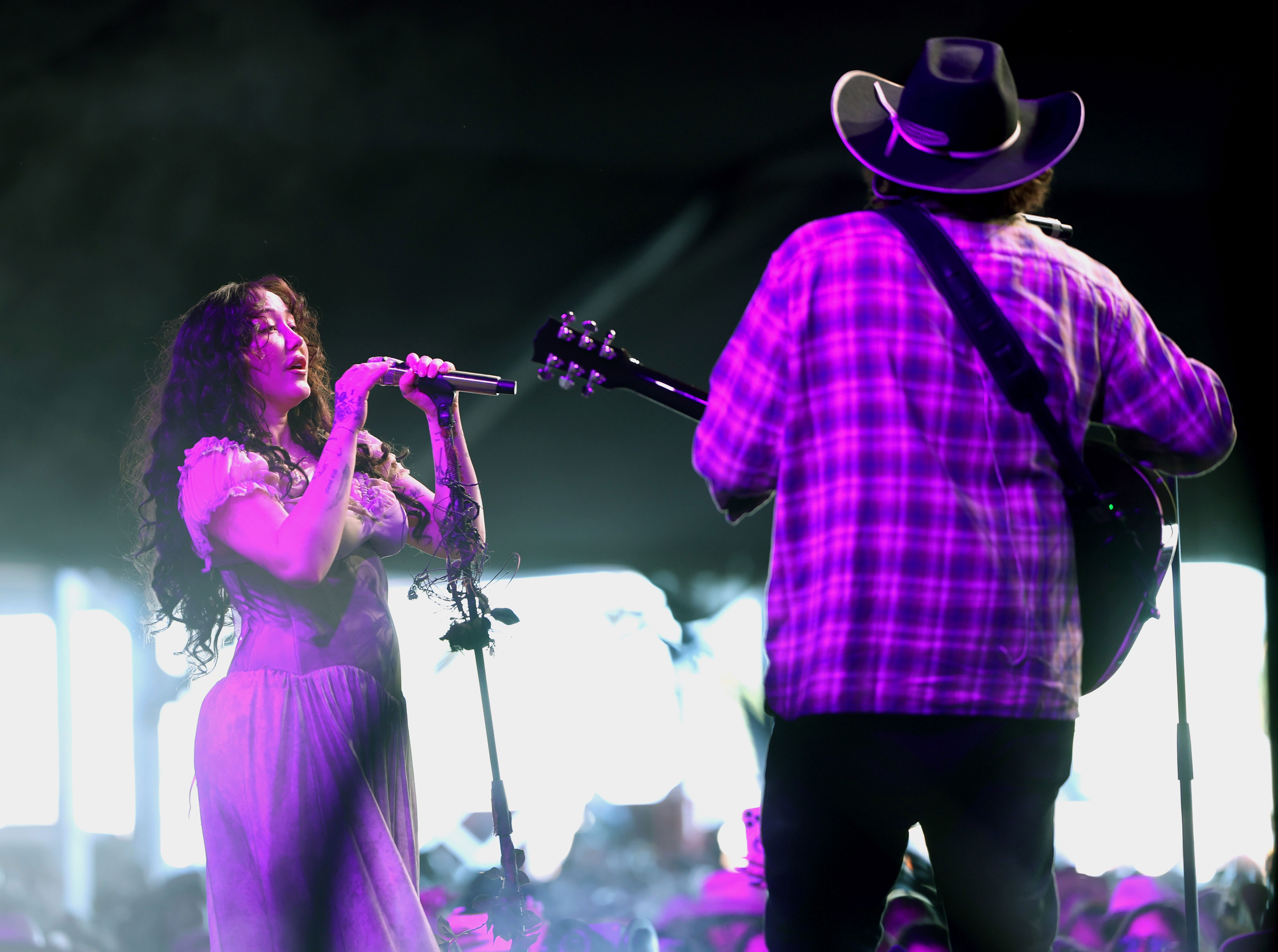 (L-R) Noah Cyrus and Braison Cyrus perform at The Toyota Music Den during the 2026 Stagecoach Festival at Empire Polo Club on April 24, 2026 in Indio, California. (Photo by Matt Winkelmeyer/Getty Images for Stagecoach)