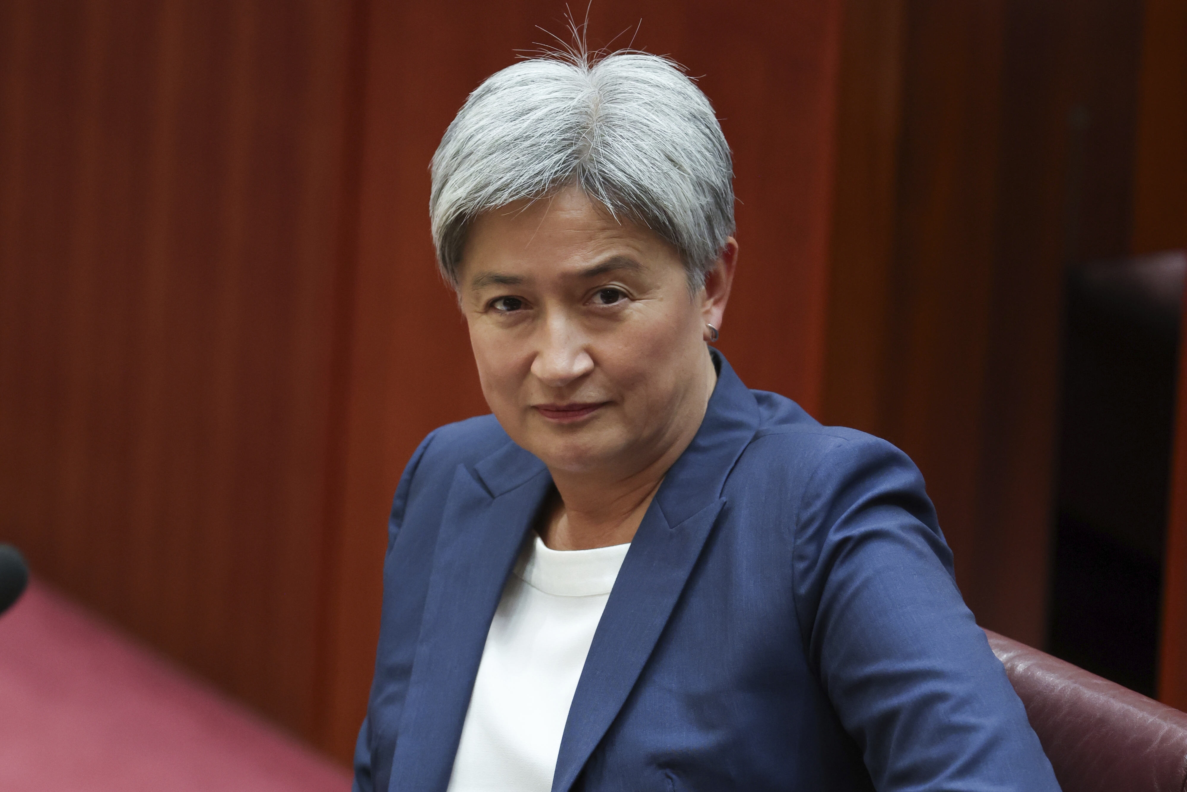 Leader of the Government in the Senate and Minister for Foreign Affairs Penny Wong during Question Time at Parliament House in Canberra on Thursday 6 February 2025. fedpol Photo: Alex Ellinghausen