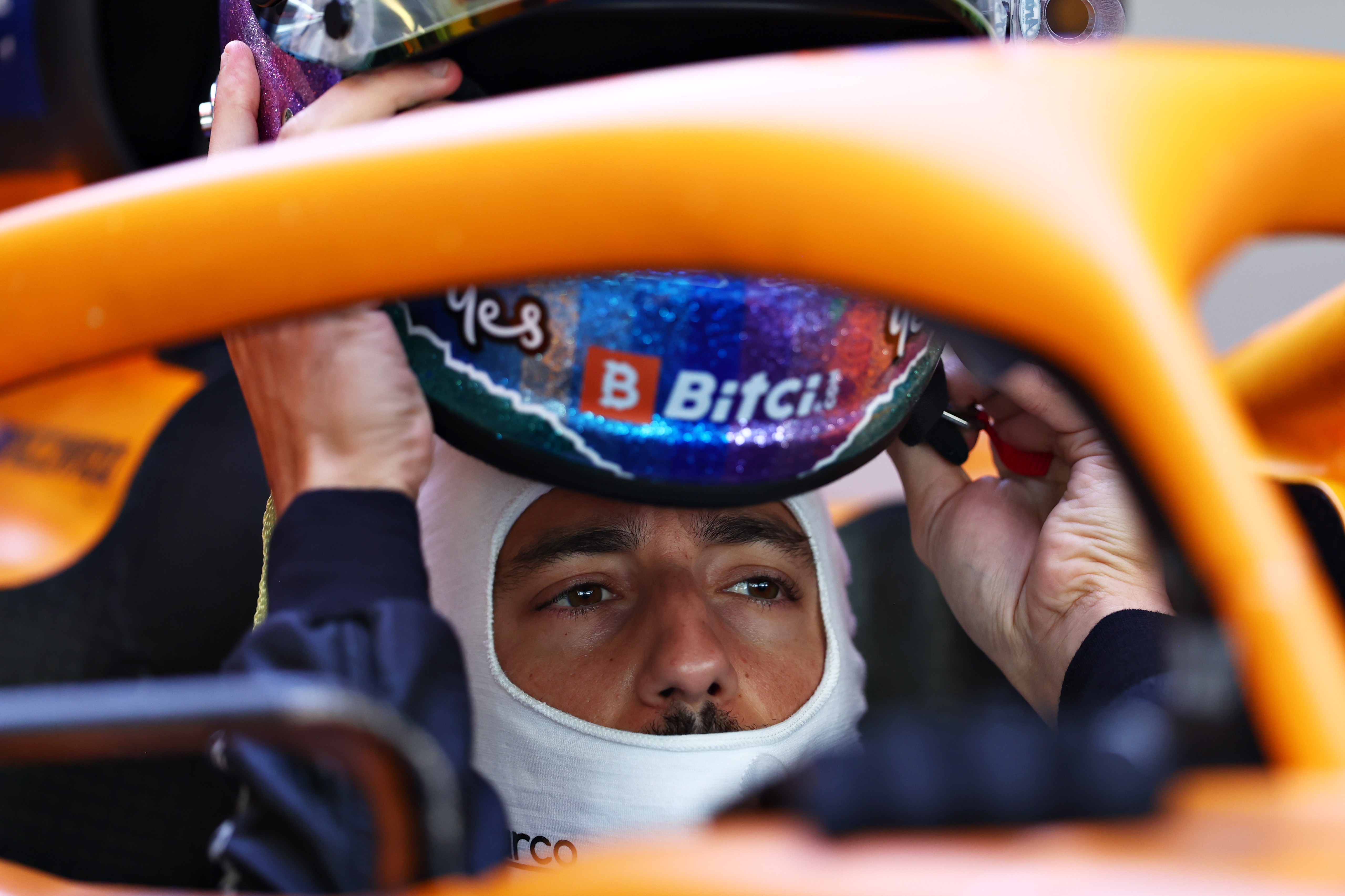 Daniel Ricciardo of Australia and McLaren F1 prepares to drive during Formula 1 testing at Yas Marina Circuit.