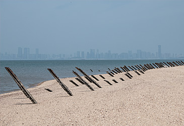 Barreras antiaterrizaje en Kinmen (Getty)