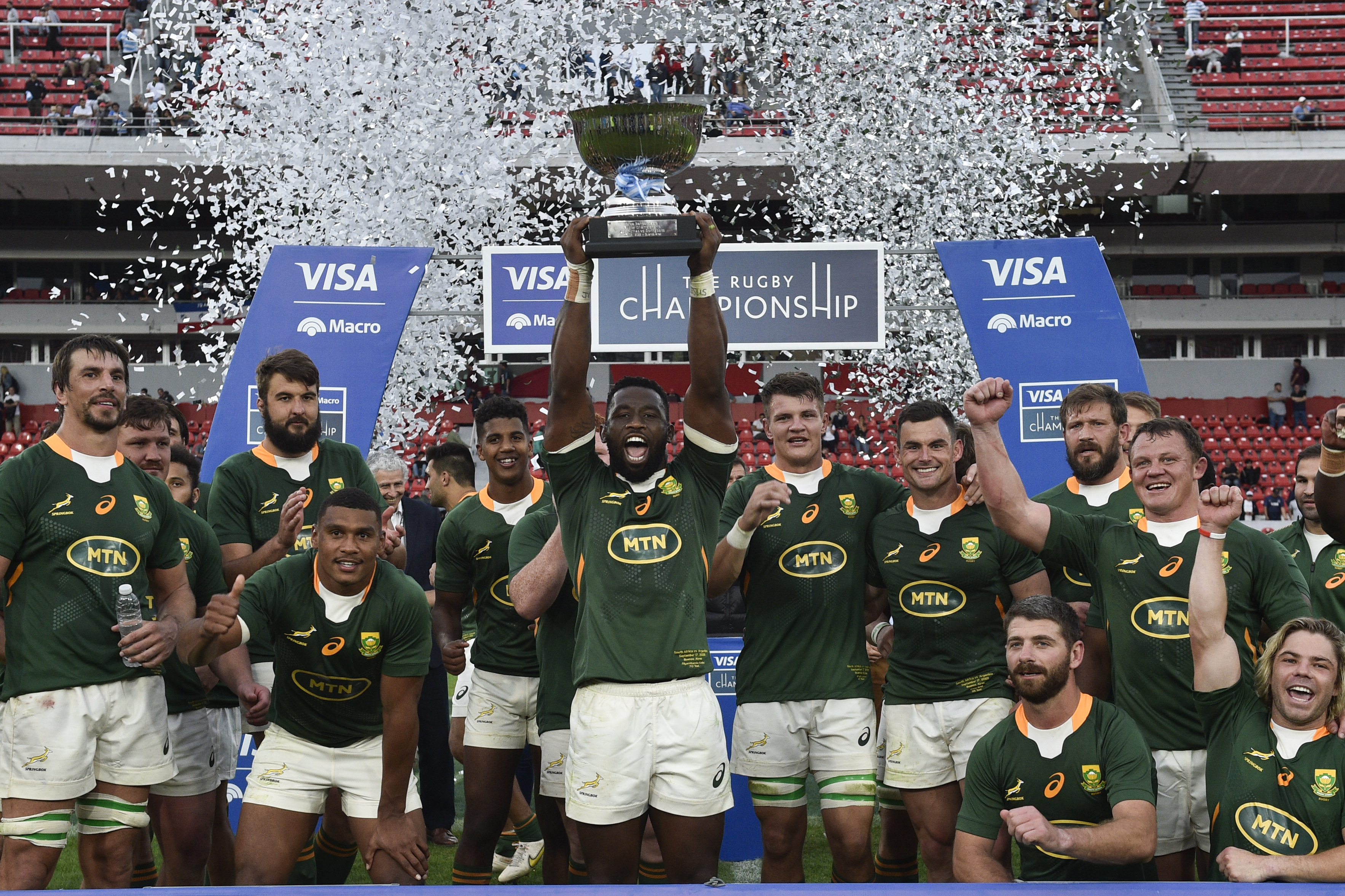 South Africa celebrate winning in Buenos Aires.