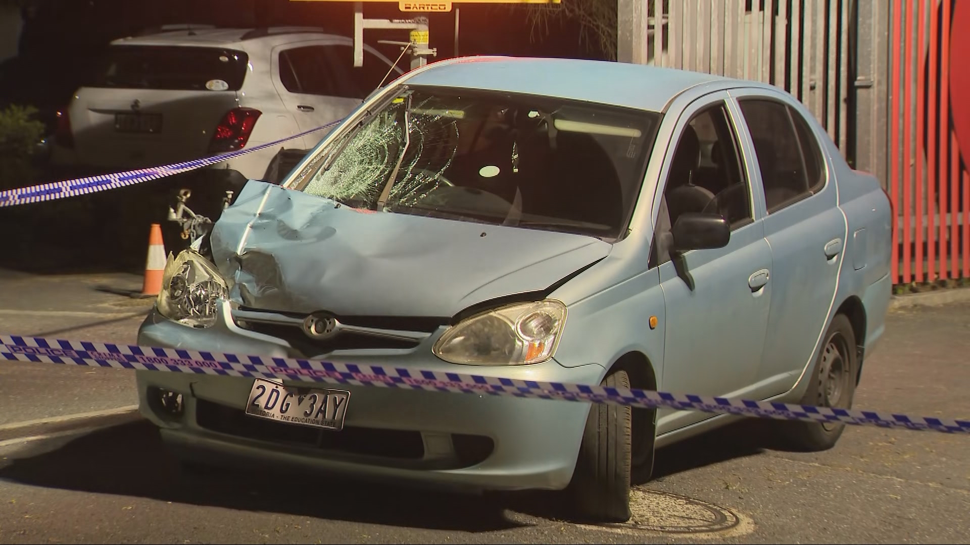 Two men in their early 20s were hit when the car crossed the opposite lane on Langs Road, Ascot Vale.
