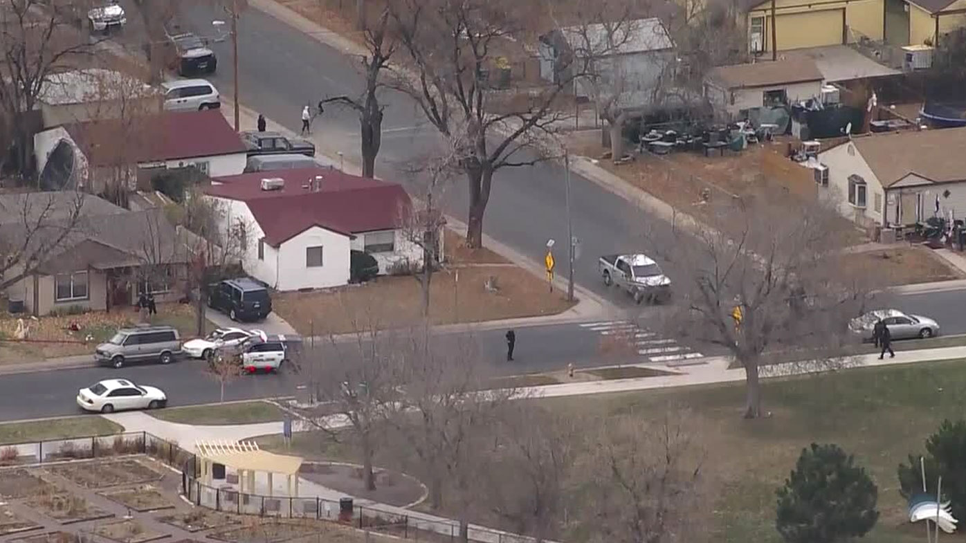 Police surround Nome Park, the scene of a shooting in Aurora, Colorado. (Picture: KMGH)