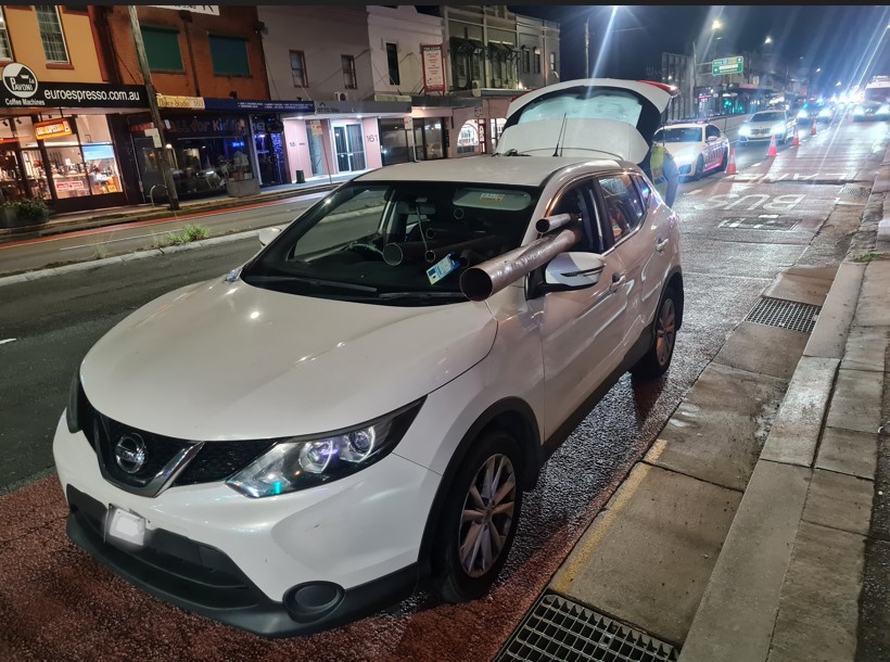 H﻿ighway patrol officers uncovered a car full of allegedly stolen copper in Sydney's inner west last week. Copper pipes poking through the windows of the car and a bent number plate sent alarm bells off for NSW police on Sunday.