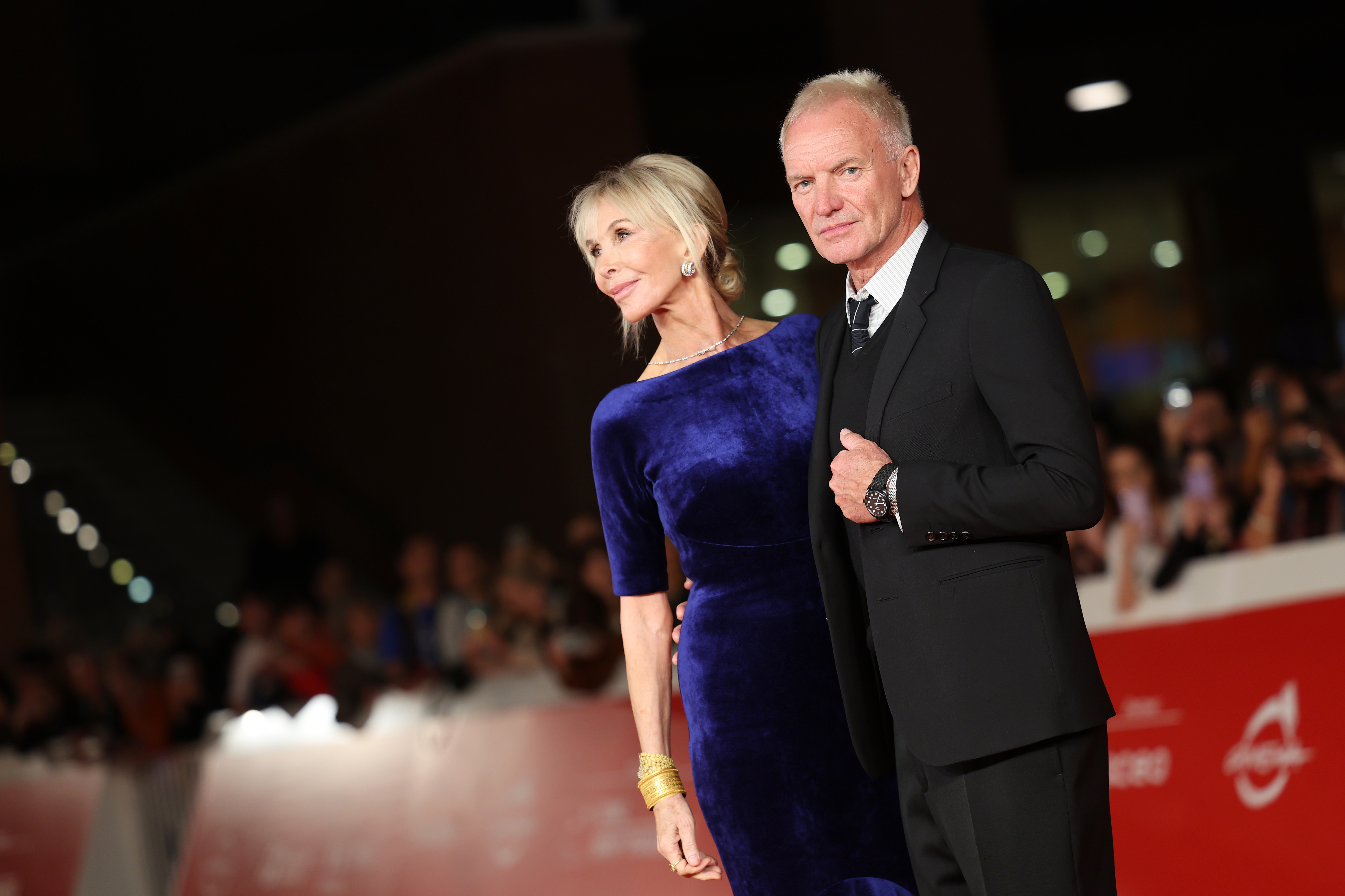 Trudie Styler and Sting attend a red carpet for the movie "Posso Entrare? An Ode To Naples" during the 18th Rome Film Festival at Auditorium Parco Della Musica on October 23, 2023 in Rome, Italy. (Photo by Vittorio Zunino Celotto/Getty Images)