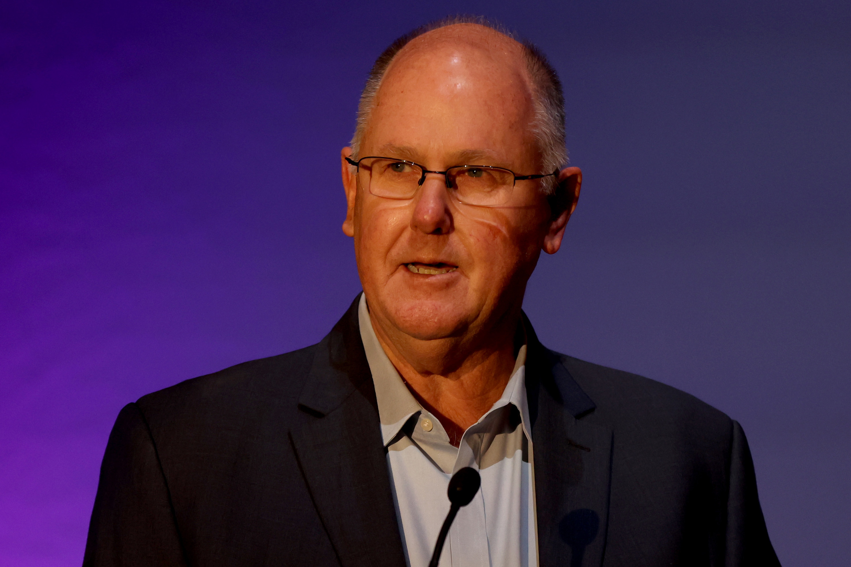 FORT WORTH, TEXAS - OCTOBER 28: Steve Simon, WTA Chairman and CEO, addresses the audience during the draw ceremony for the 2022 WTA Finals, part of the Hologic WTA Tour, at the Hotel Drover on October 28, 2022 in Fort Worth, Texas. (Photo by Matthew Stockman/Getty Images)