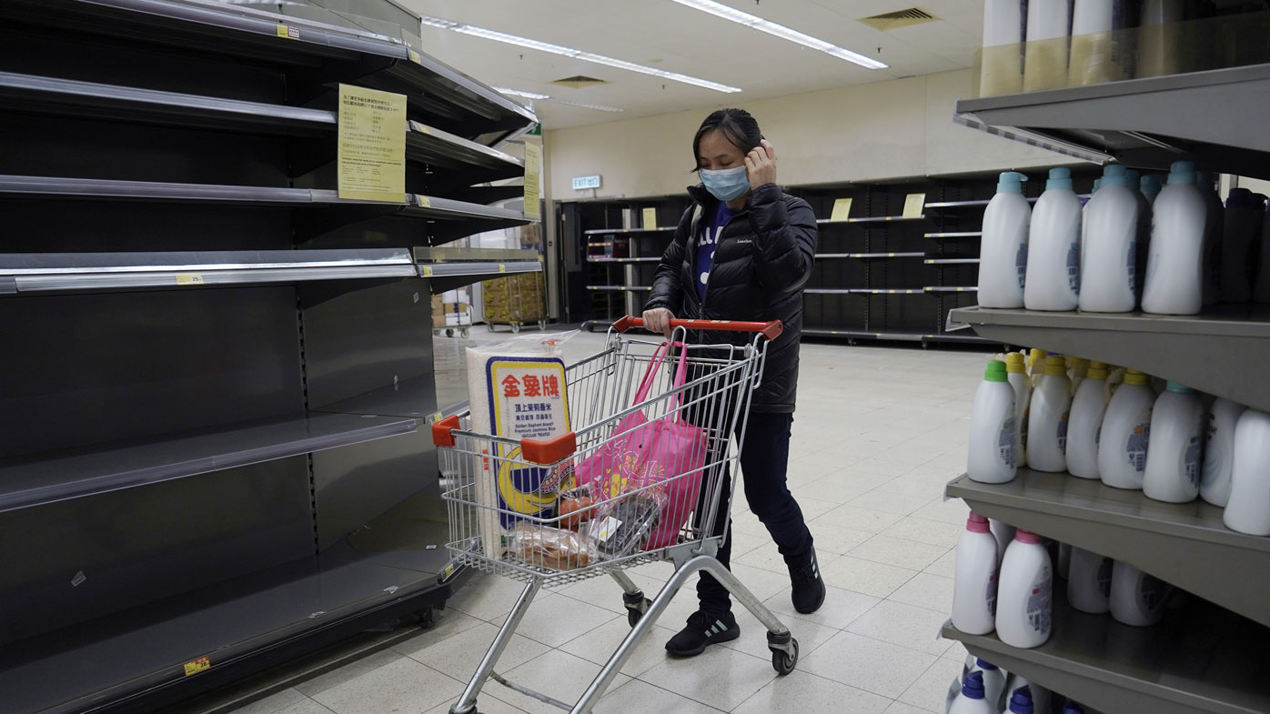 In recent days, residents have been buying large amounts of products because they fear that border restrictions, which were enforced to control the coronavirus outbreak, may affect supply flows into Hong Kong.