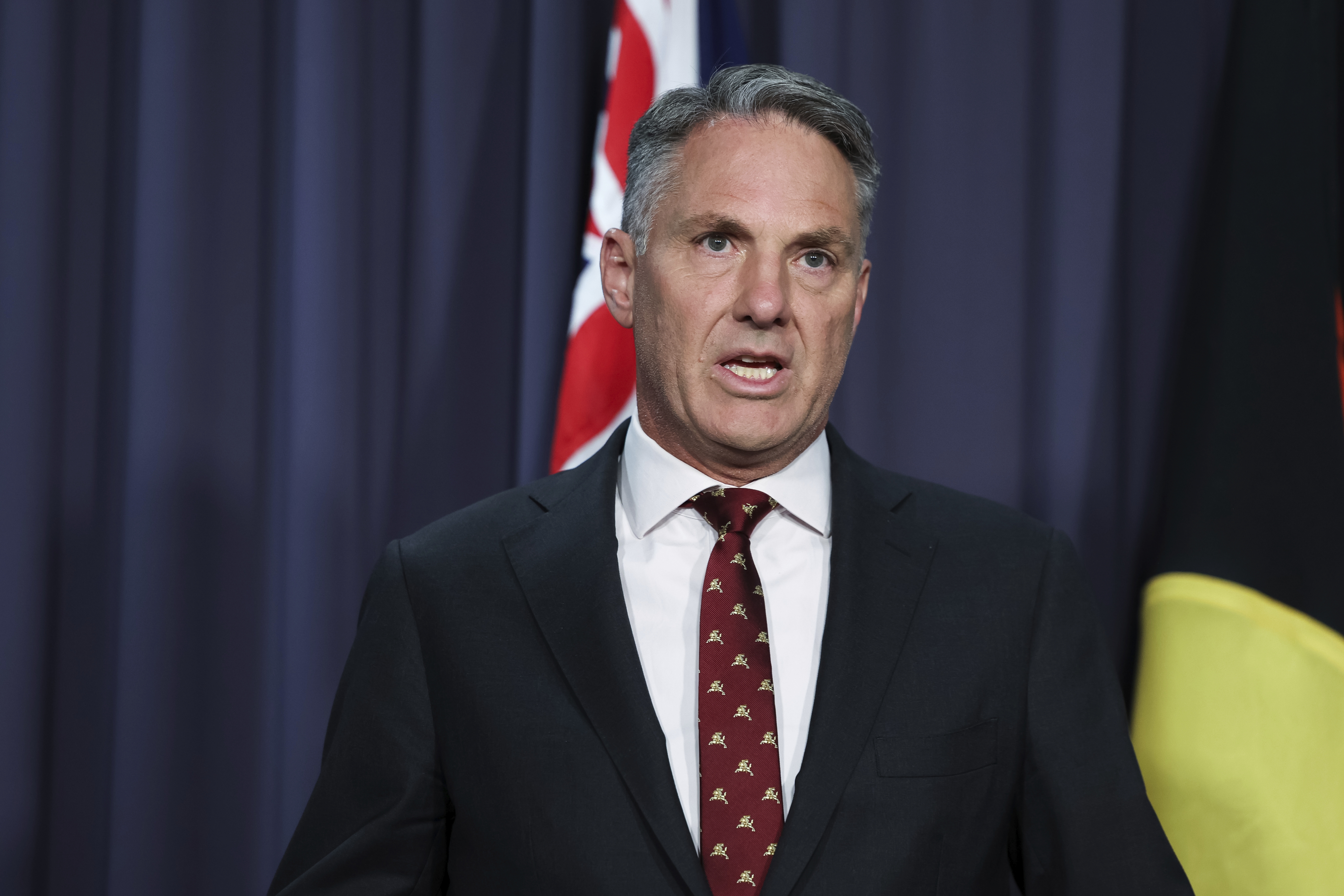 Deputy Prime Minister and Minister for Defence Richard Marles during a press conference at Parliament House in Canberra on Monday 1 December 2025. 
