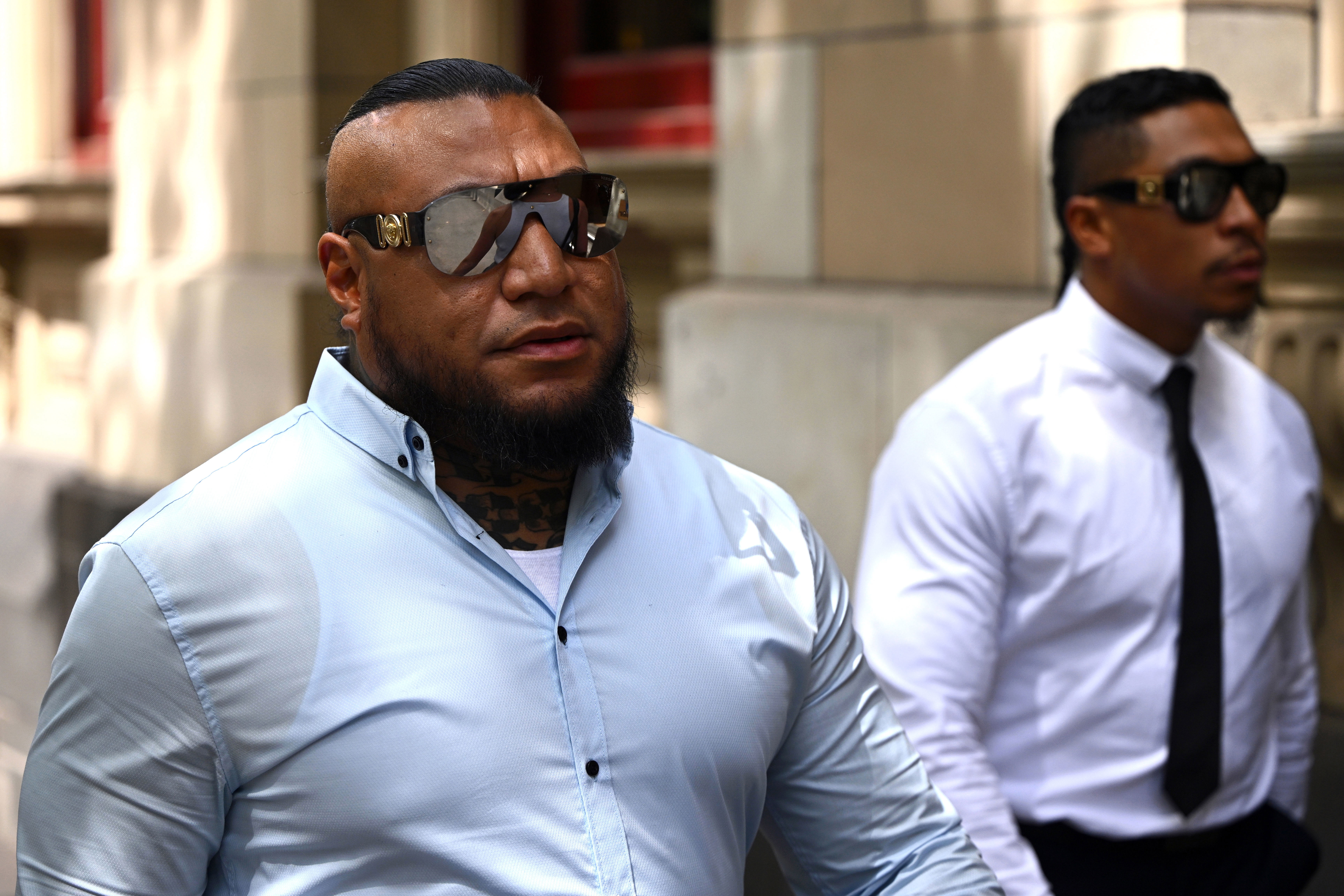 Poiva Sita (left) and Joseph Opapo arrive at the Supreme Court in Melbourne