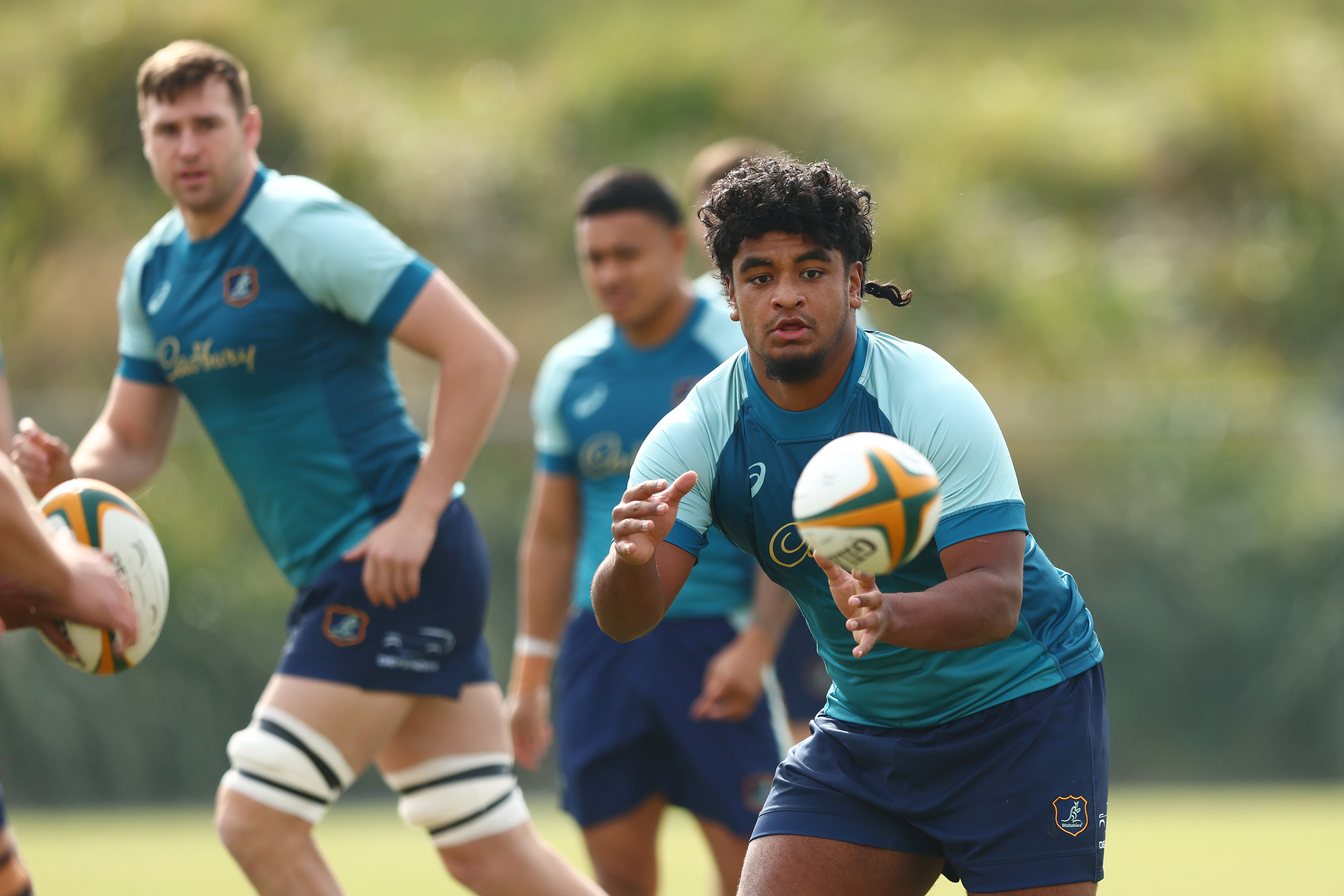 Isaac Kailea during a Wallabies training session at Ballymore Stadium.