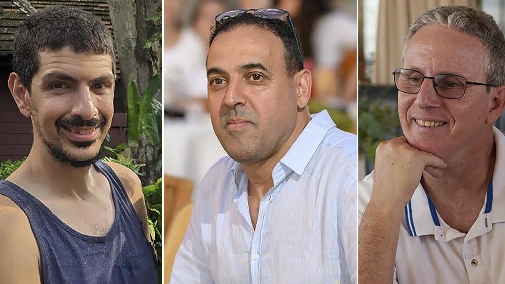 Or Levy, Eli Sharabi and Ohad Ben Ami, all of whom were abducted and brought to Gaza on Oct. 7, 2023, via Hostages Family Forum.