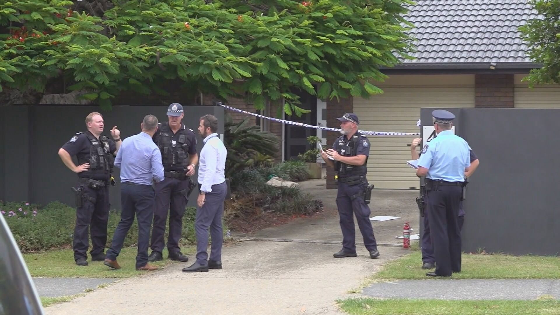 Police at the Elanora home where Wendy Sleeman went missing.