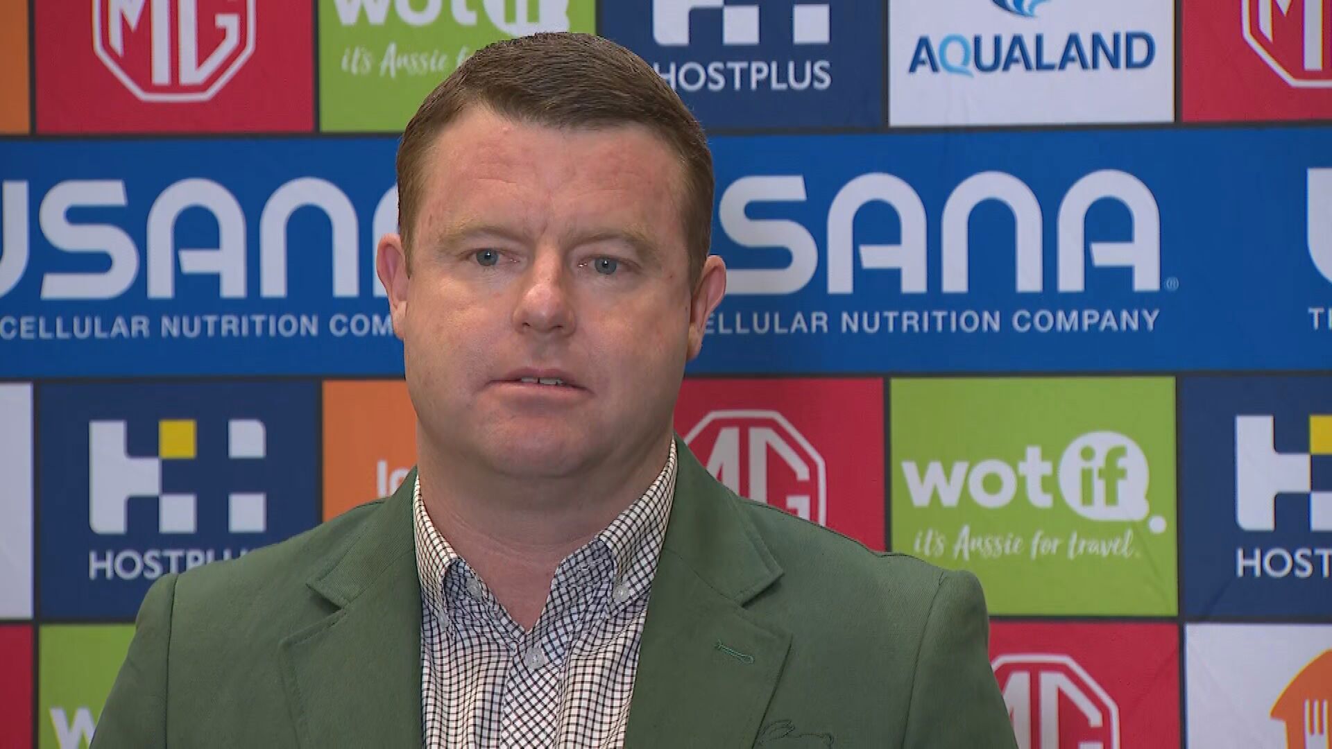Souths CEO Blake Solly addresses the media.
