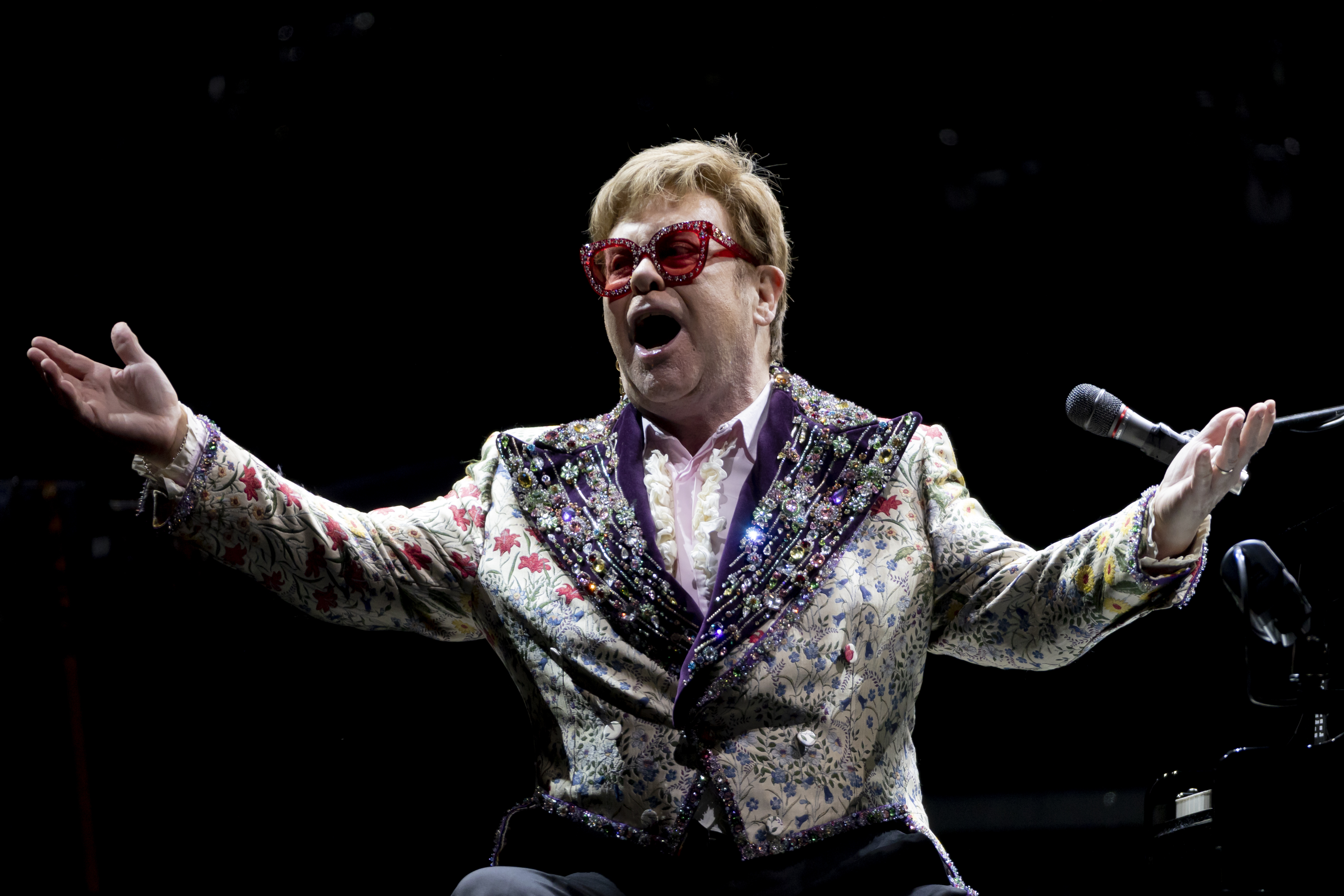 Elton John performs during the Farewell Yellow Brick Road tour on Wednesday, Jan. 19, 2022, in New Orleans.
