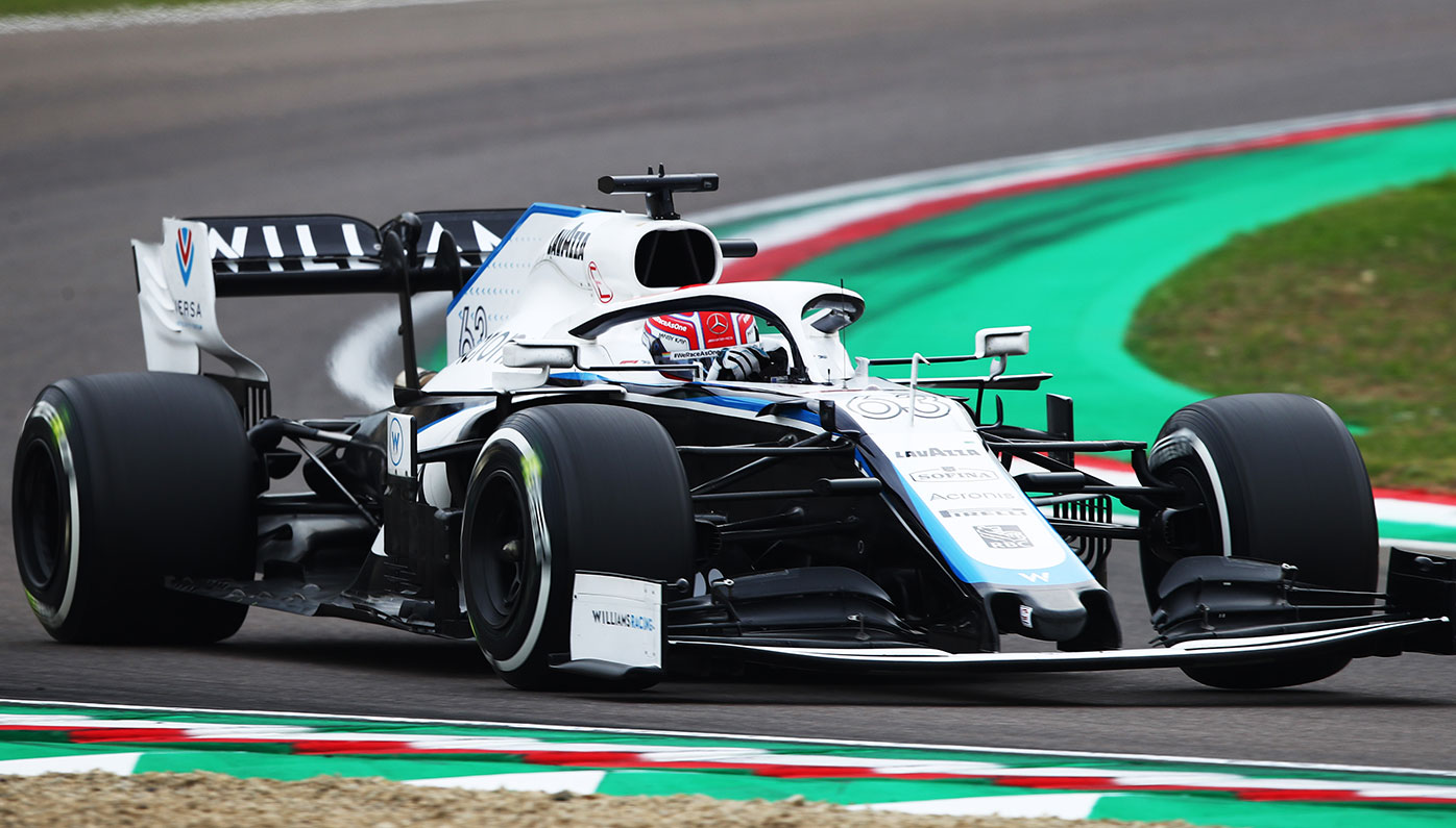 George Russell in action for Williams at Imola.