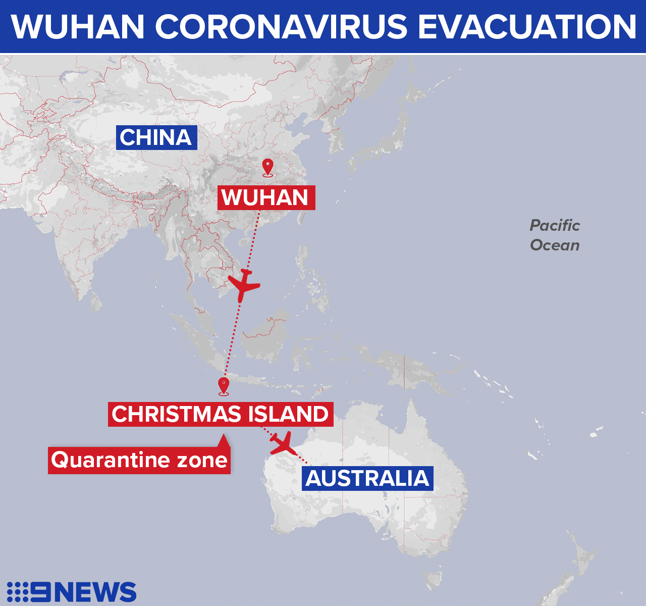Australians in Wuhan will be taken to Christmas Island for quarantine.