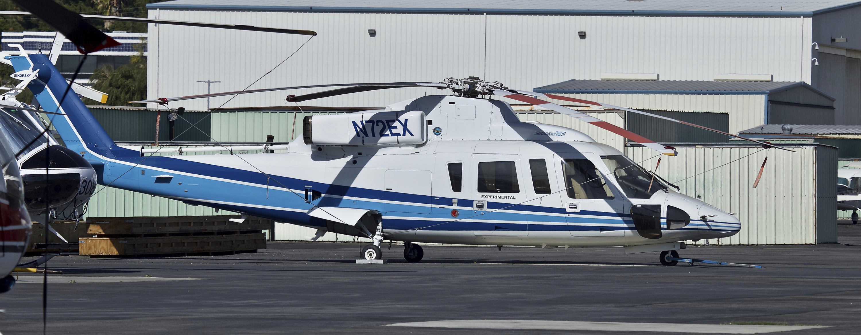 Photo of a Sikorsky S-76B helicopter at Van Nuys Airport in  California. NBA legend Kobe Bryant, his 13-year-old daughter and others died after their helicopter, the same type shown in this photo, crashed in Southern California. 