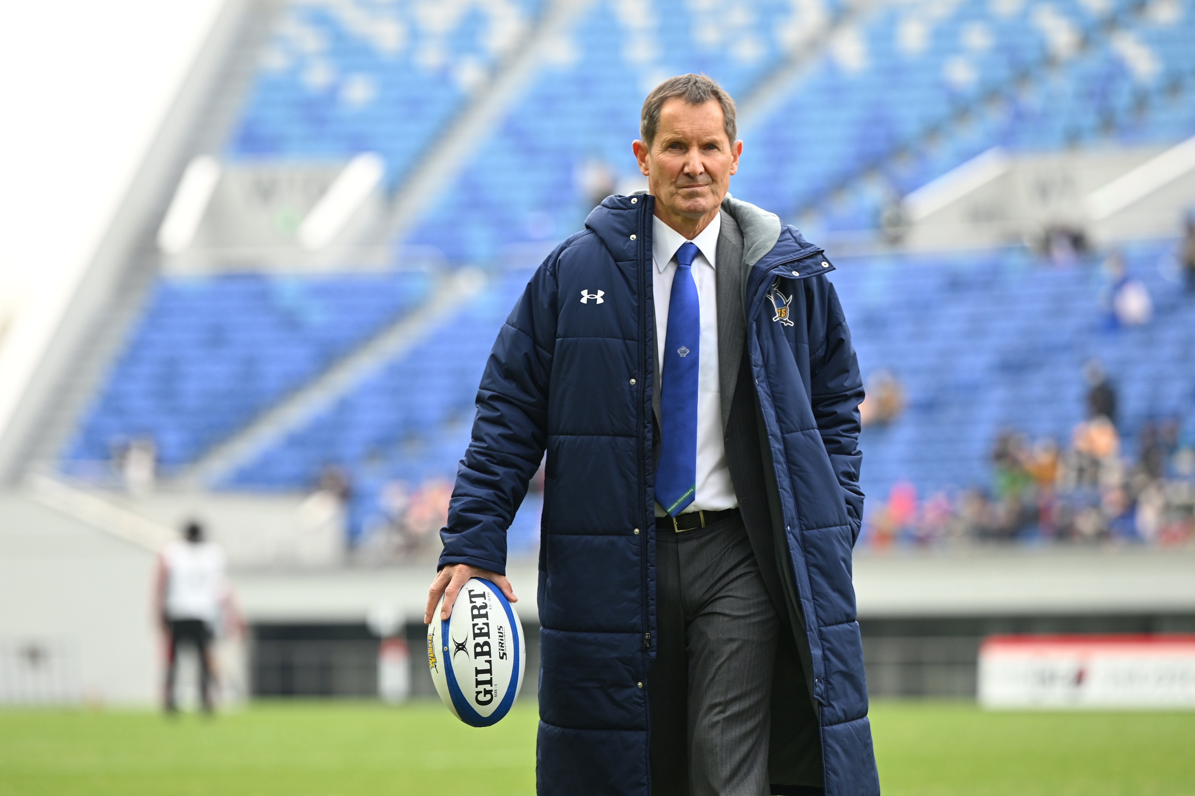 Coach Robbie Deans of Saitama Wild Knights at Kumagaya Rugby Stadium.