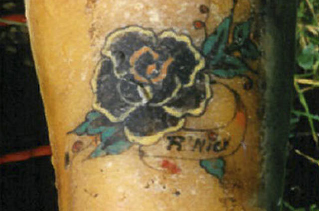 The flower tattoo on Rita Roberts