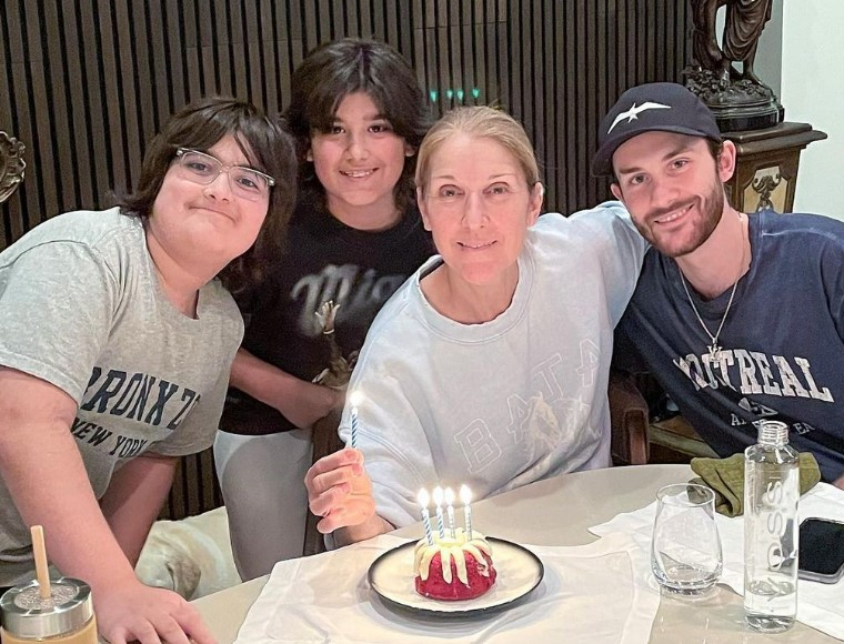 Celine Dion with her three children