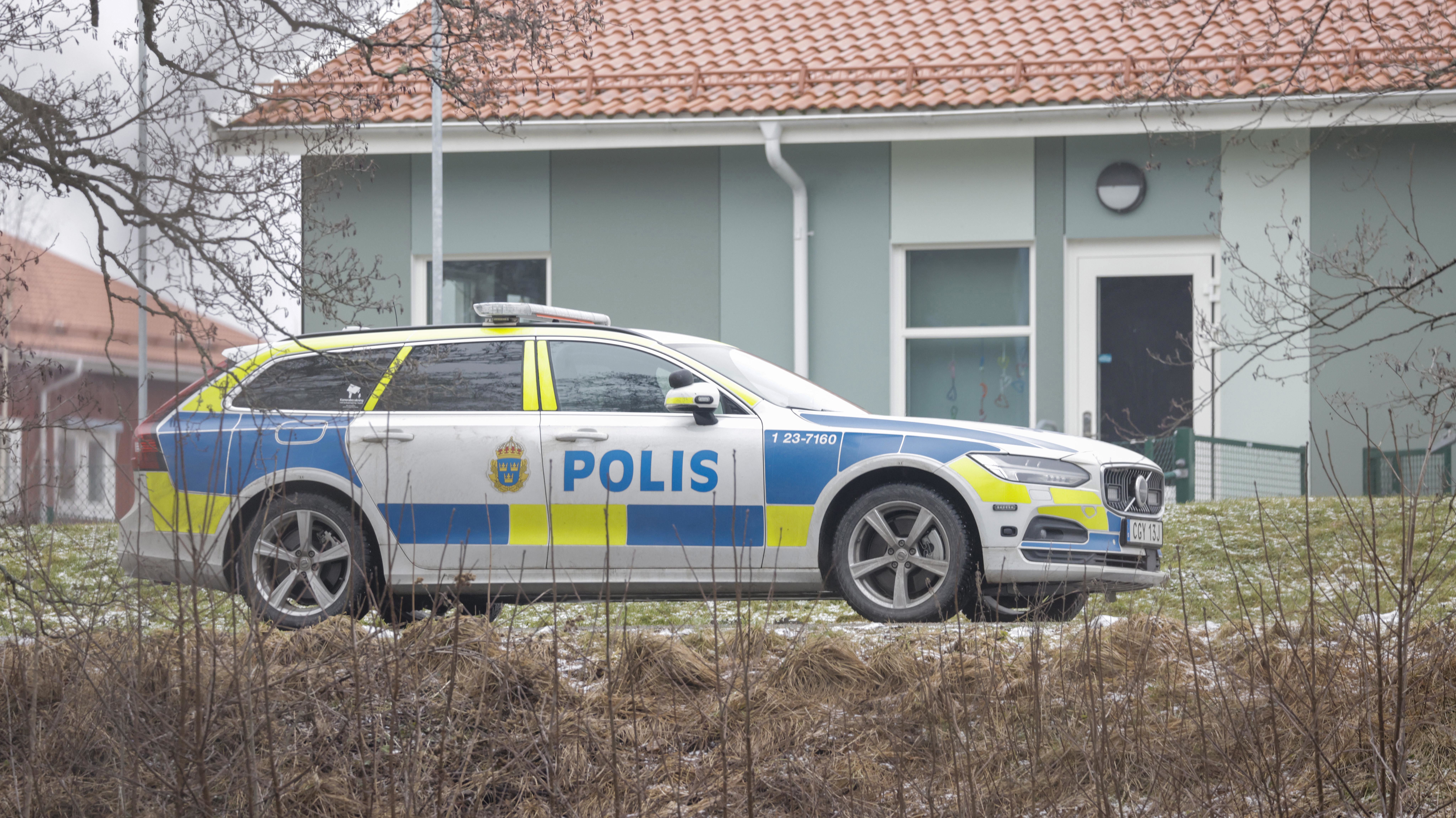 Police at the scene of an incident at Risbergska School, in Örebro, Sweden.