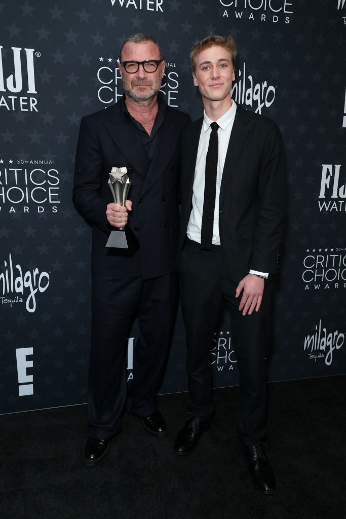 Liev Schreiber, Sasha Schreiber at the 30th Annual Critics Choice Awards held at The Barker Hangar on February 7, 2025 in Santa Monica, California. (Photo by JC Olivera/Variety via Getty Images)