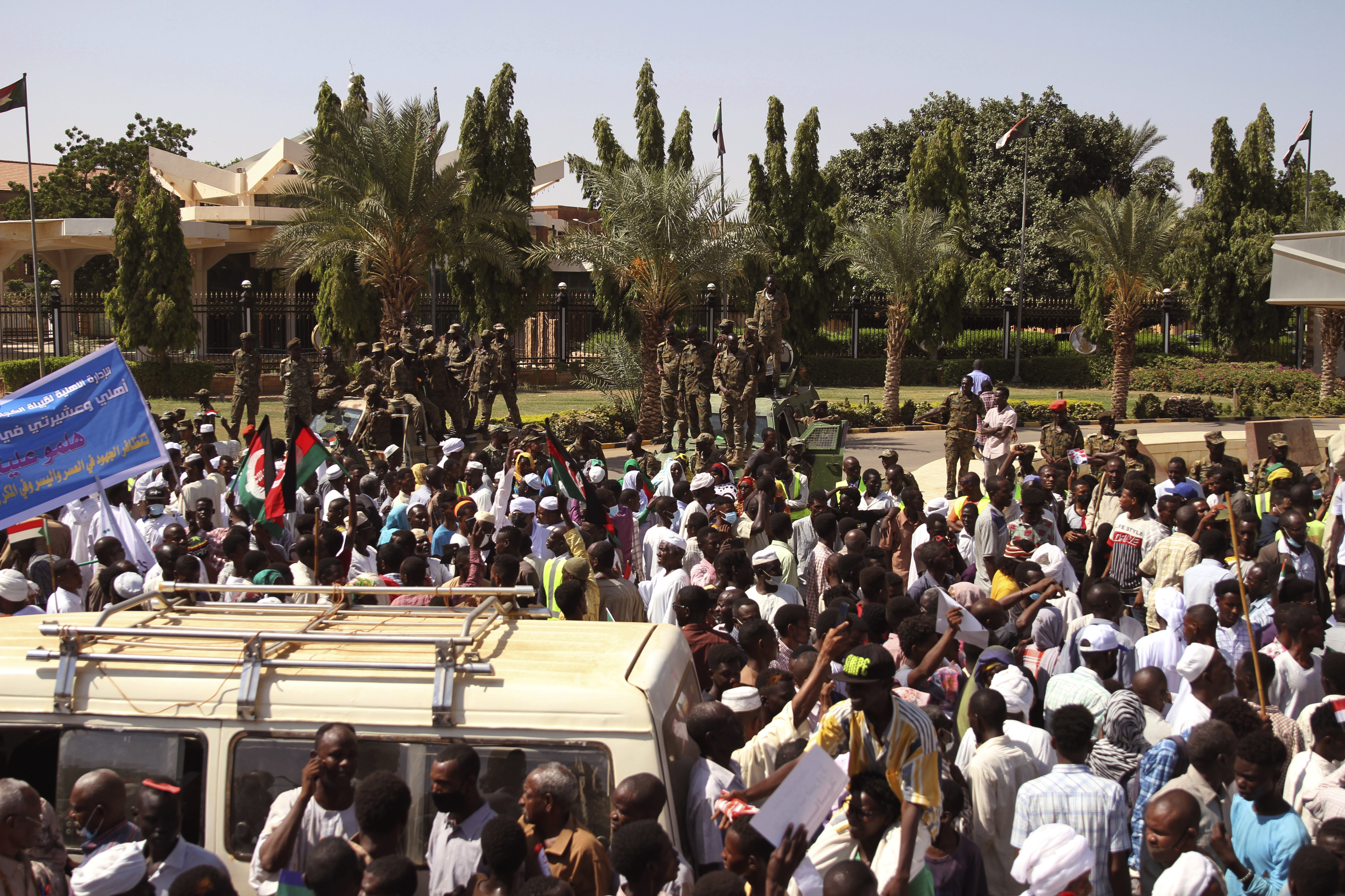 Sudanese protesters take part in a rally on Saturday, October. 16, 2021.