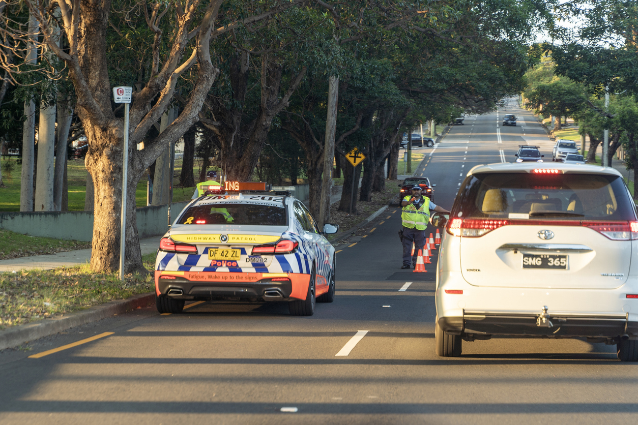 New South Wales,  Australia, April 24, 2024-Police take Breath Tests for alcohol and other drugs for drivers during the long weekend