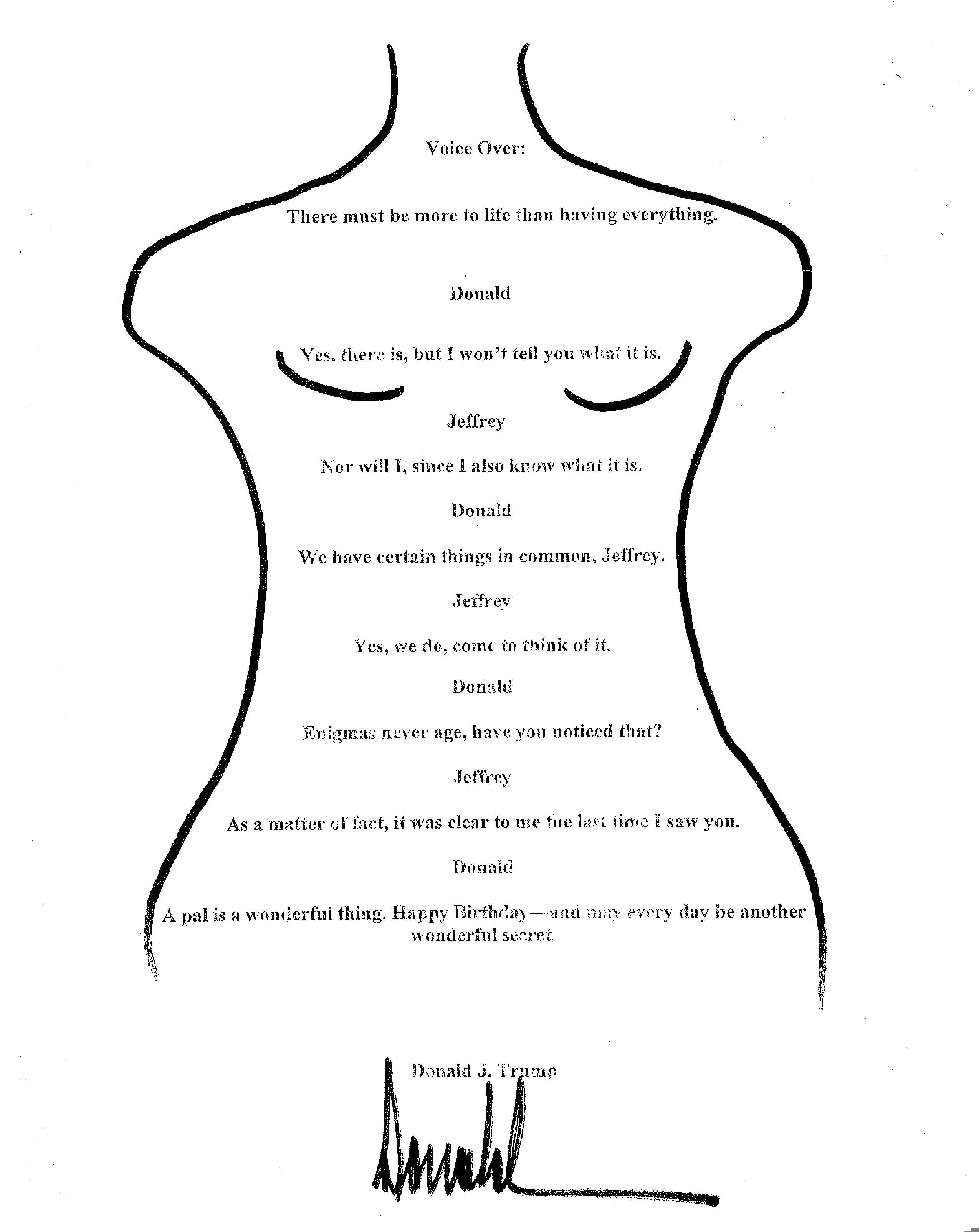 Donald Trump denied penning this birthday message to Jeffrey Epstein.