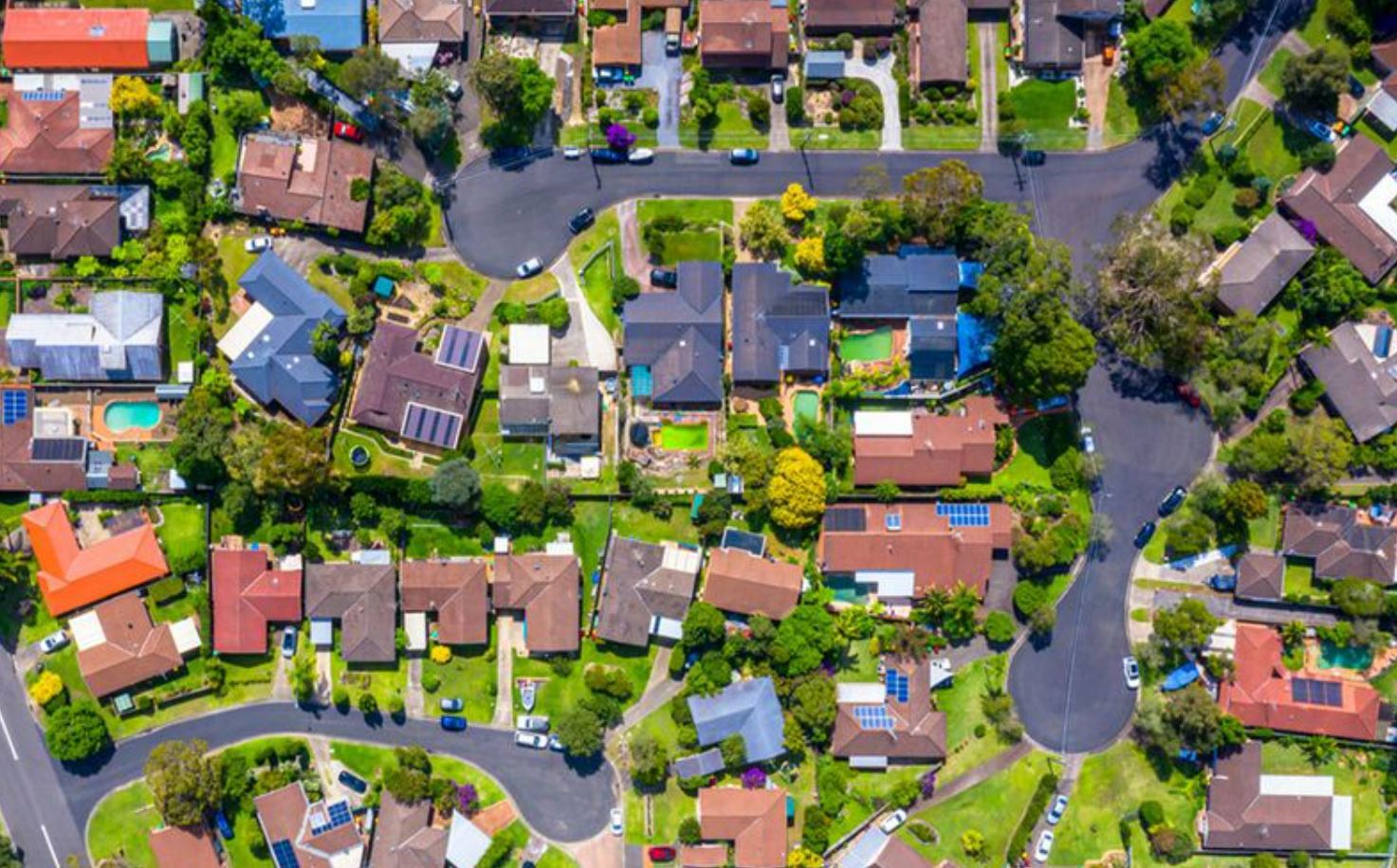 Bird's eye view of homes in Australia